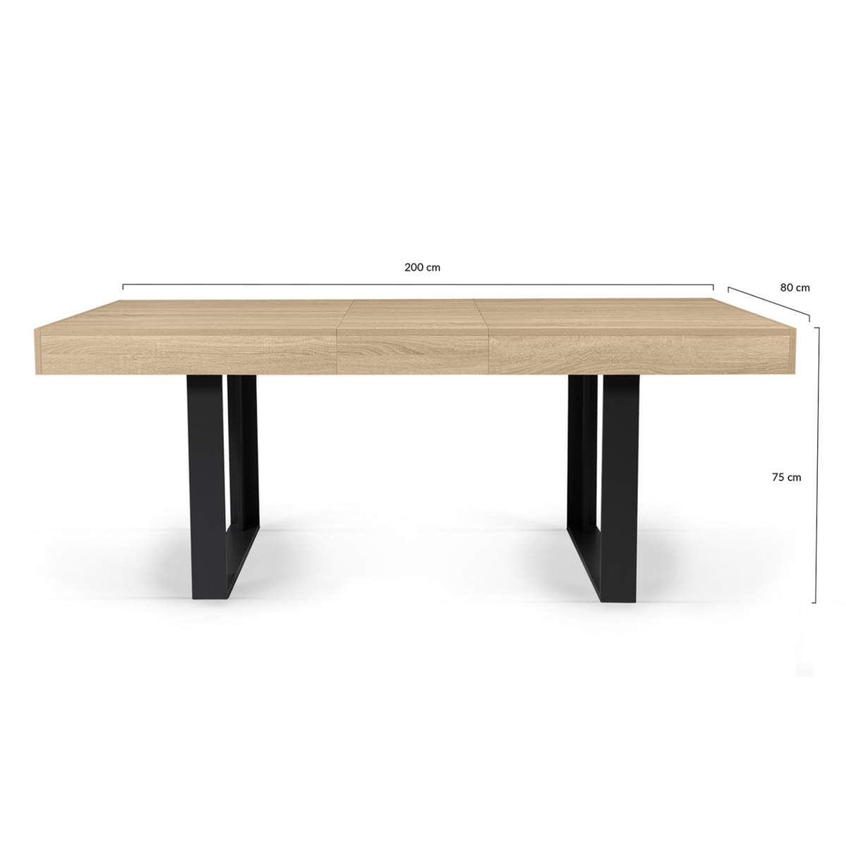 ID MARKET Table à manger extensible rectangle PHOENIX 4-8 personnes bois et noir 160-200 cm