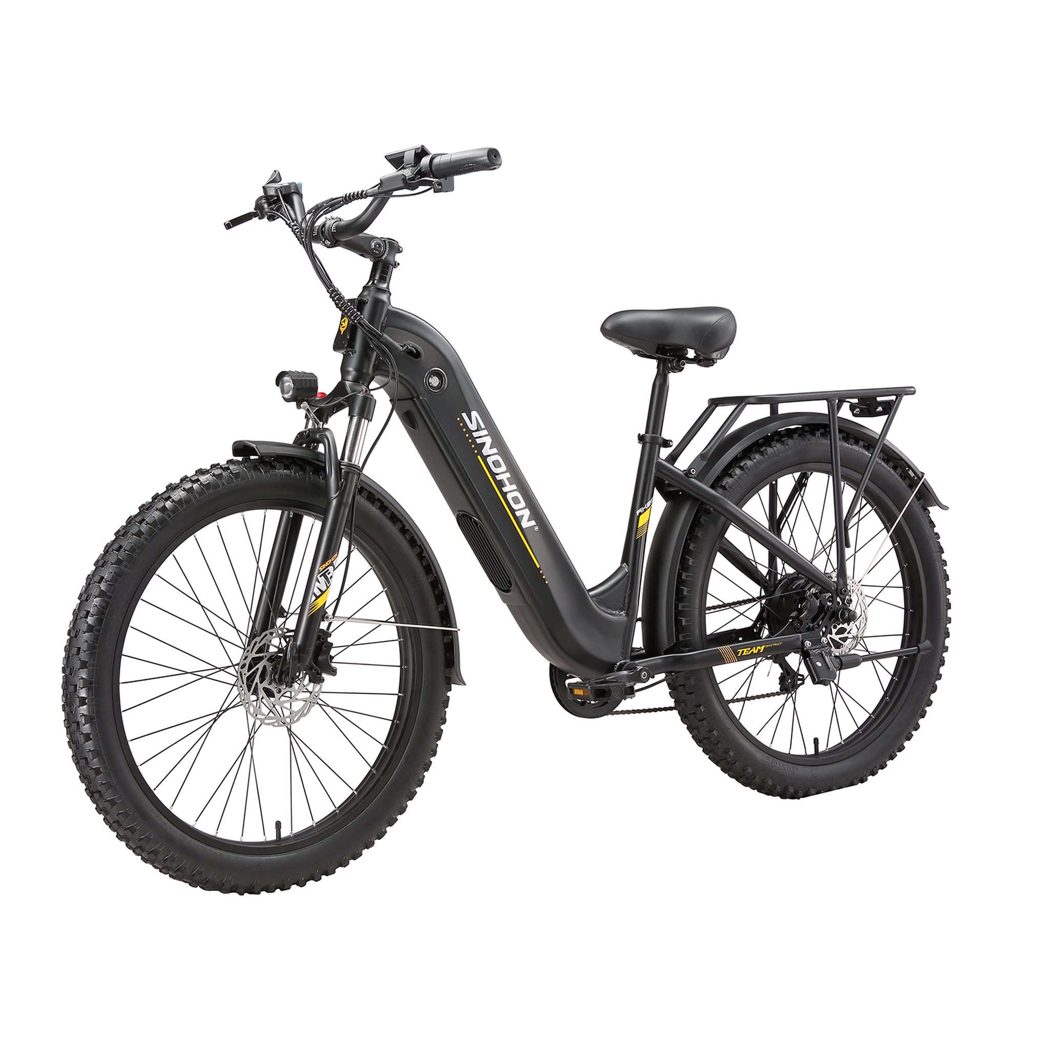 Voir la diapositive 4 : SINOHON Vélo électrique sinohon ak26, pneus larges de 26 pouces, freins à disque hydrauliques, noir