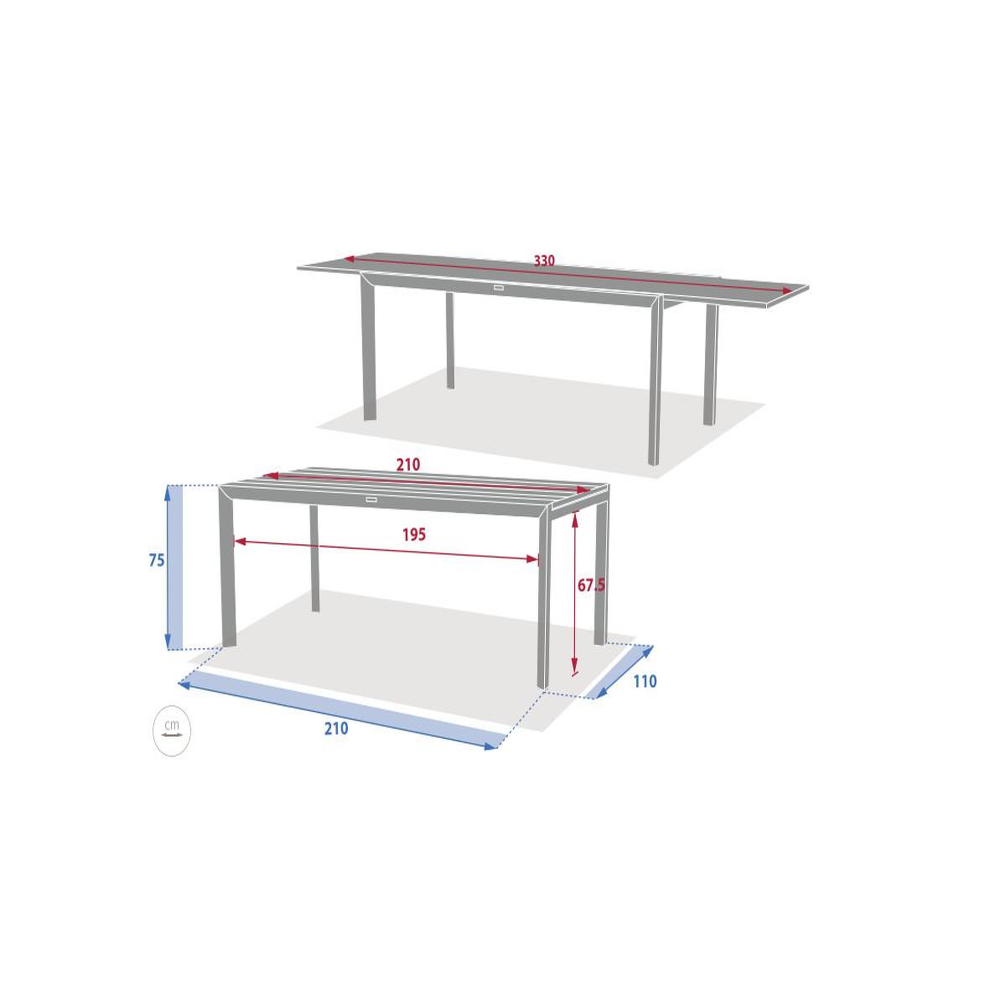 Voir la diapositive 6 : HESPERIDE Table de jardin rectangulaire extensible en aluminium luzane 12 places - hespéride