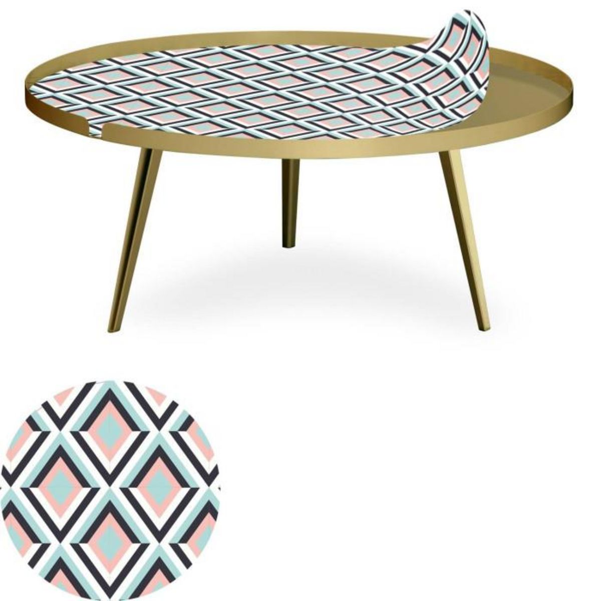 Paris Prix Table Basse à Rebord 1 Cover  Losanges  90cm Or