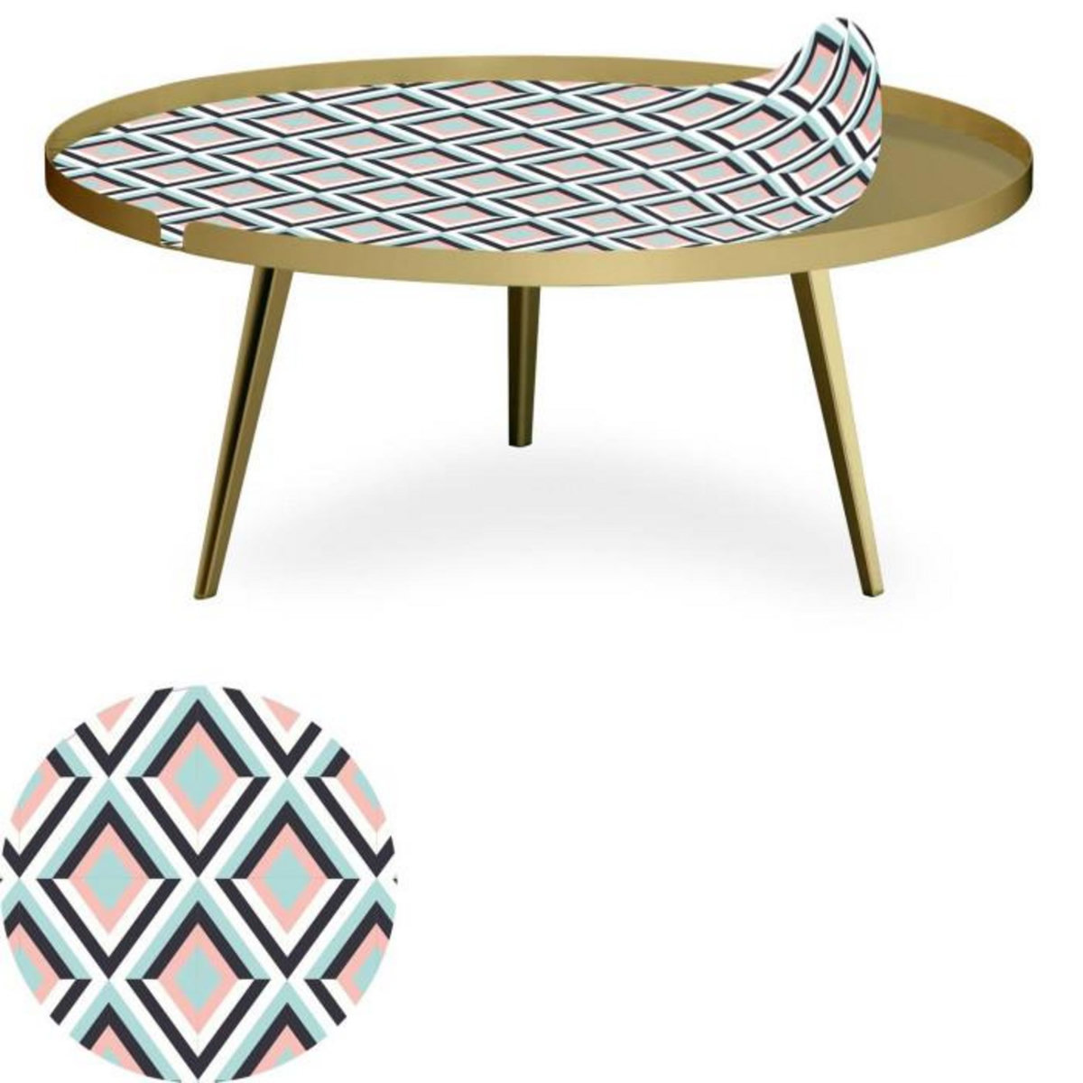 Paris Prix Table Basse à Rebord 1 Cover  Losanges  90cm Or