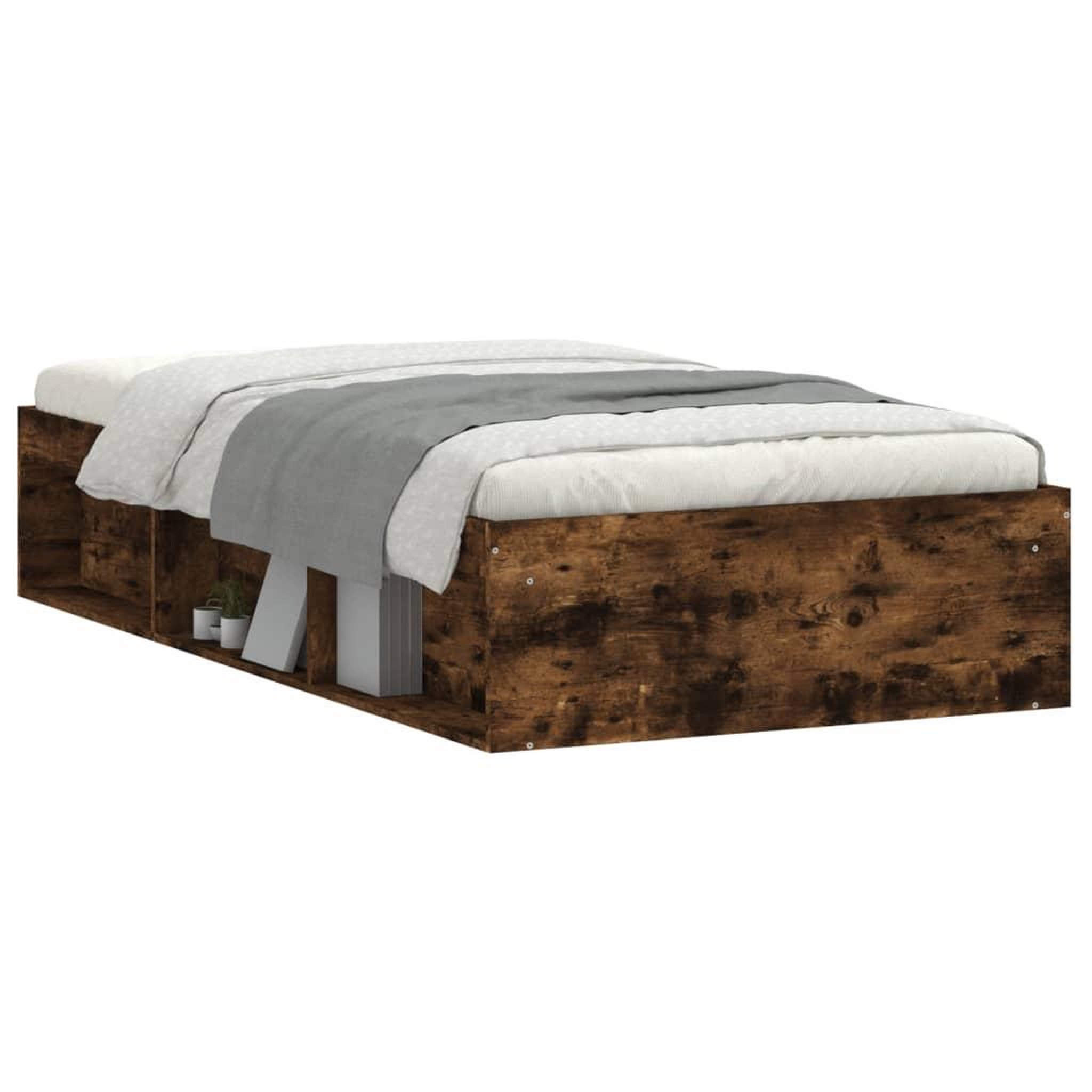 Voir la diapositive 3 : VIDAXL Cadre de lit sans matelas chene fume 90x200 cm