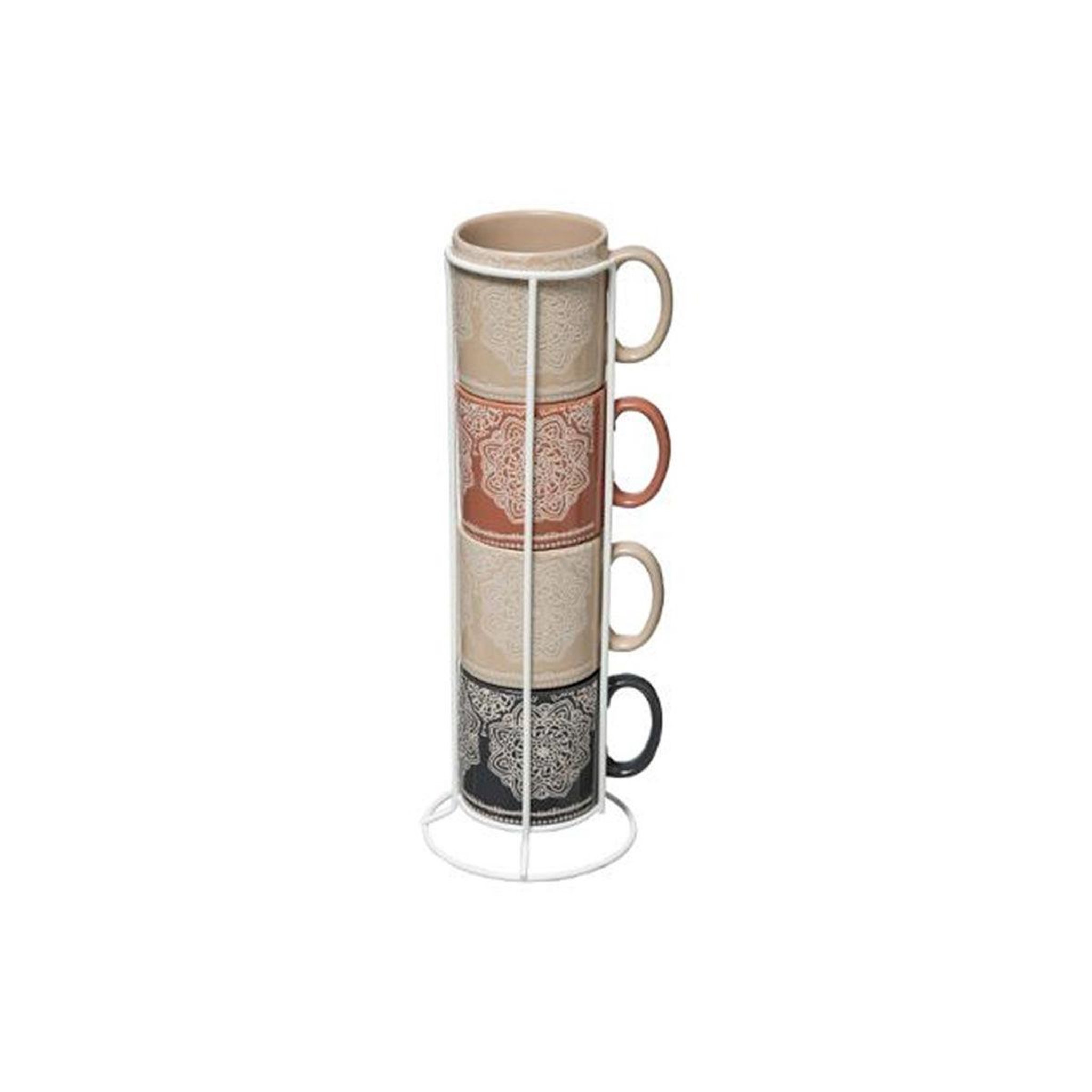 Voir la diapositive 1 : SECRET DE GOURMET Lot de 4 Mugs sur Rack  Indonésie  24cl Multicolore