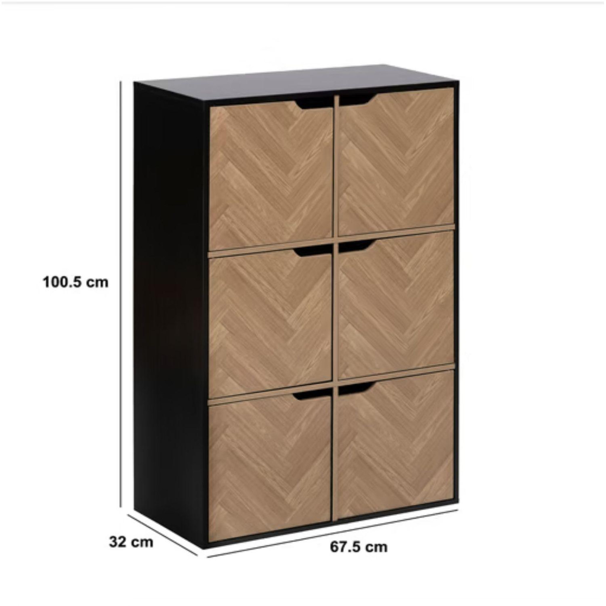 Voir la diapositive 2 : FIVE Etagère 6 cases mix'n door chevrons - beige et noir