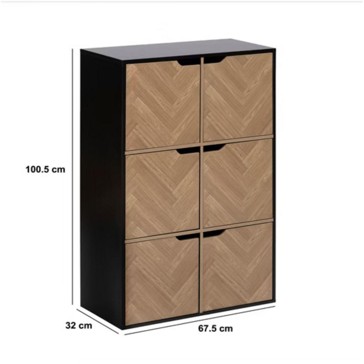 FIVE Etagère 6 cases Mix'n Door CHEVRONS - Beige et noir