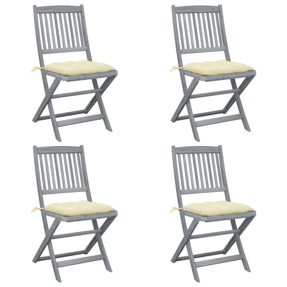 VIDAXL Chaises pliables d'exterieur lot de 4 et coussins Bois d'acacia
