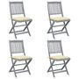 Voir la diapositive 1 : VIDAXL Chaises pliables d'exterieur lot de 4 et coussins Bois d'acacia