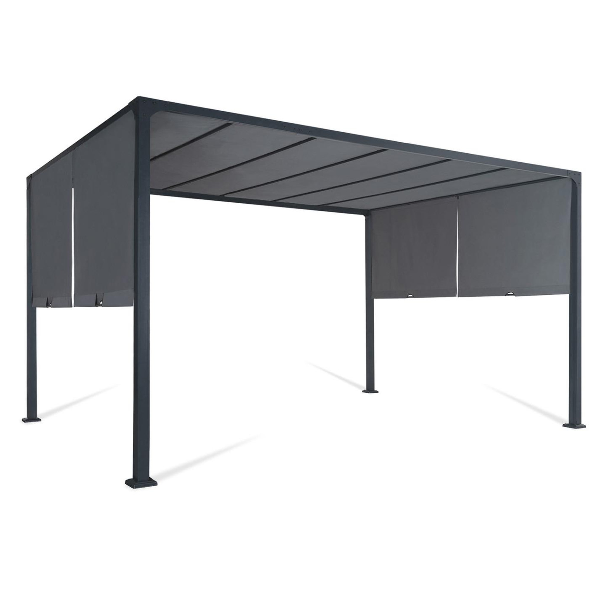 ID MARKET Pergola coulissante 2 pans 3x4 m belvédère de jardin toile gris anthracite