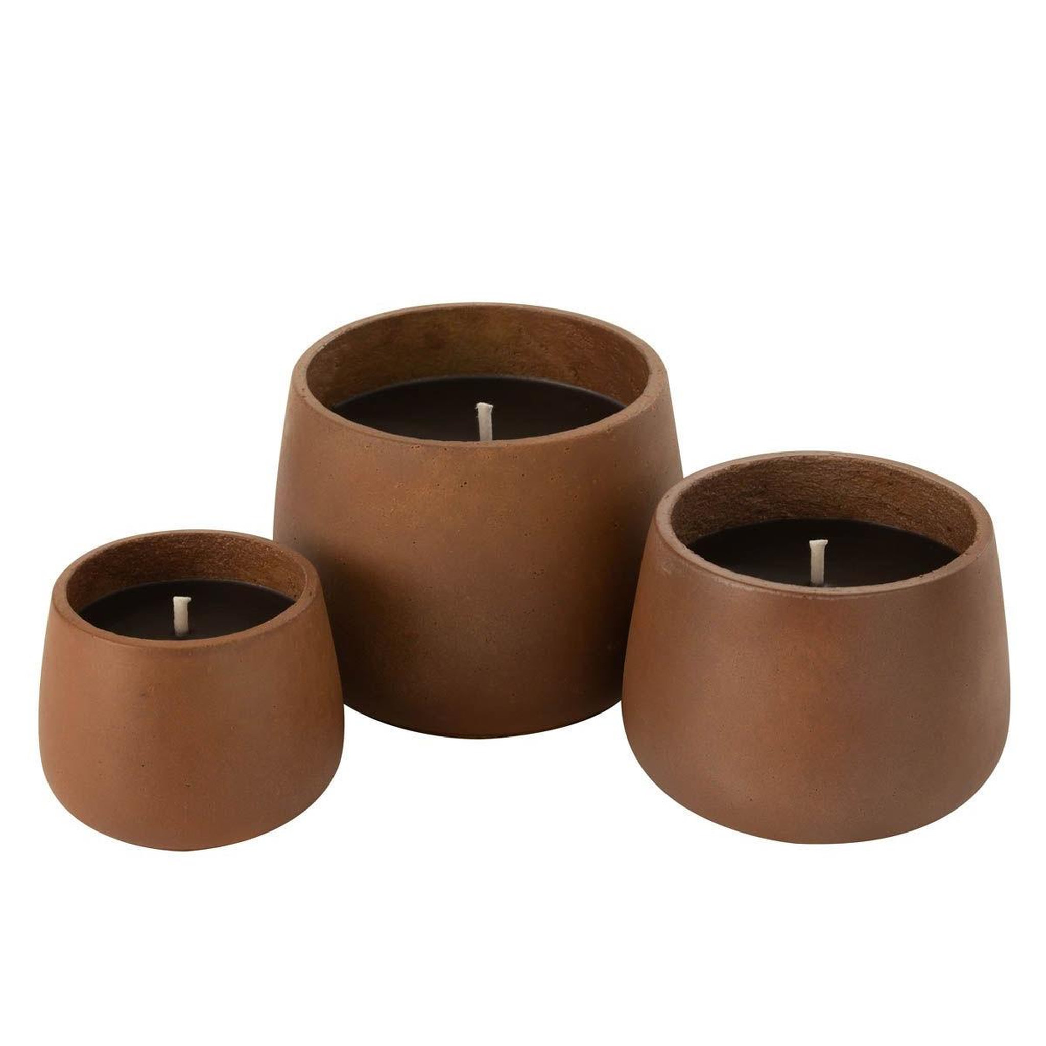 Voir la diapositive 3 : J-LINE Bougie extérieure ciment  brittney  16cm marron