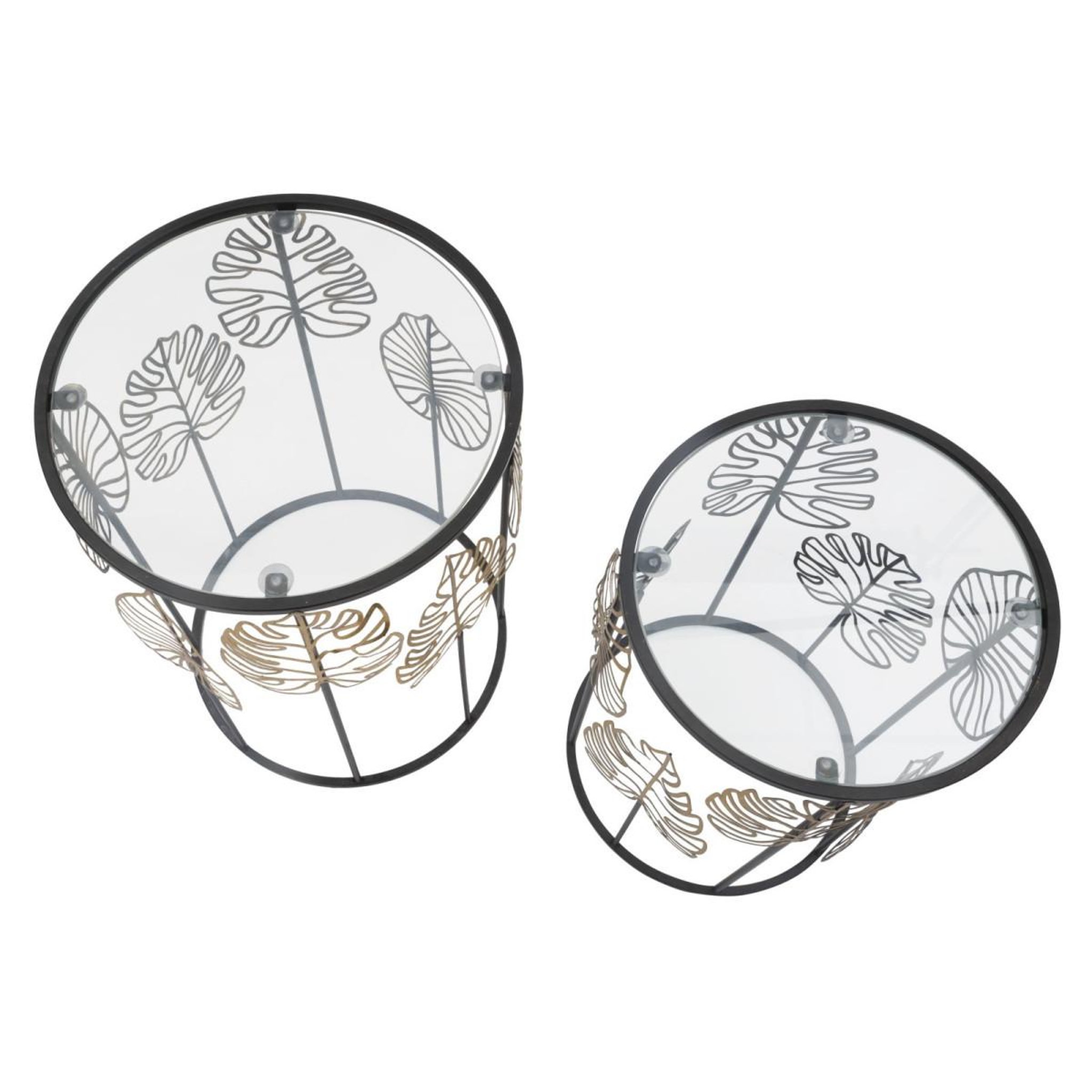 Voir la diapositive 3 : Paris Prix Lot de 2 tables d'appoint  coppia  55cm noir & or