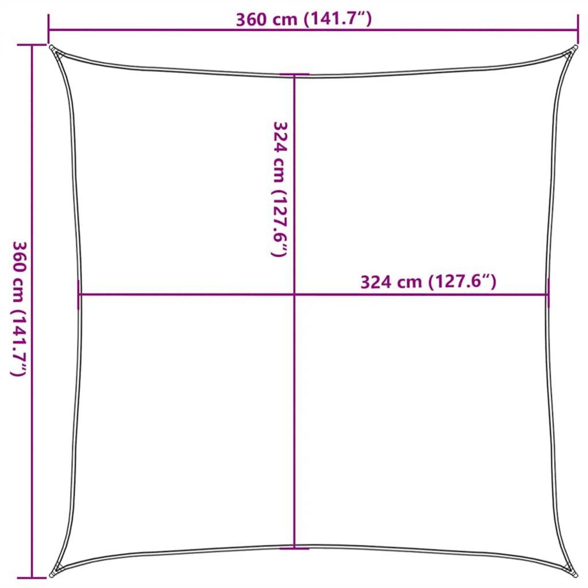 VIDAXL Voile d'ombrage 160 g/m^2 Taupe 3,6x3,6 m PEHD