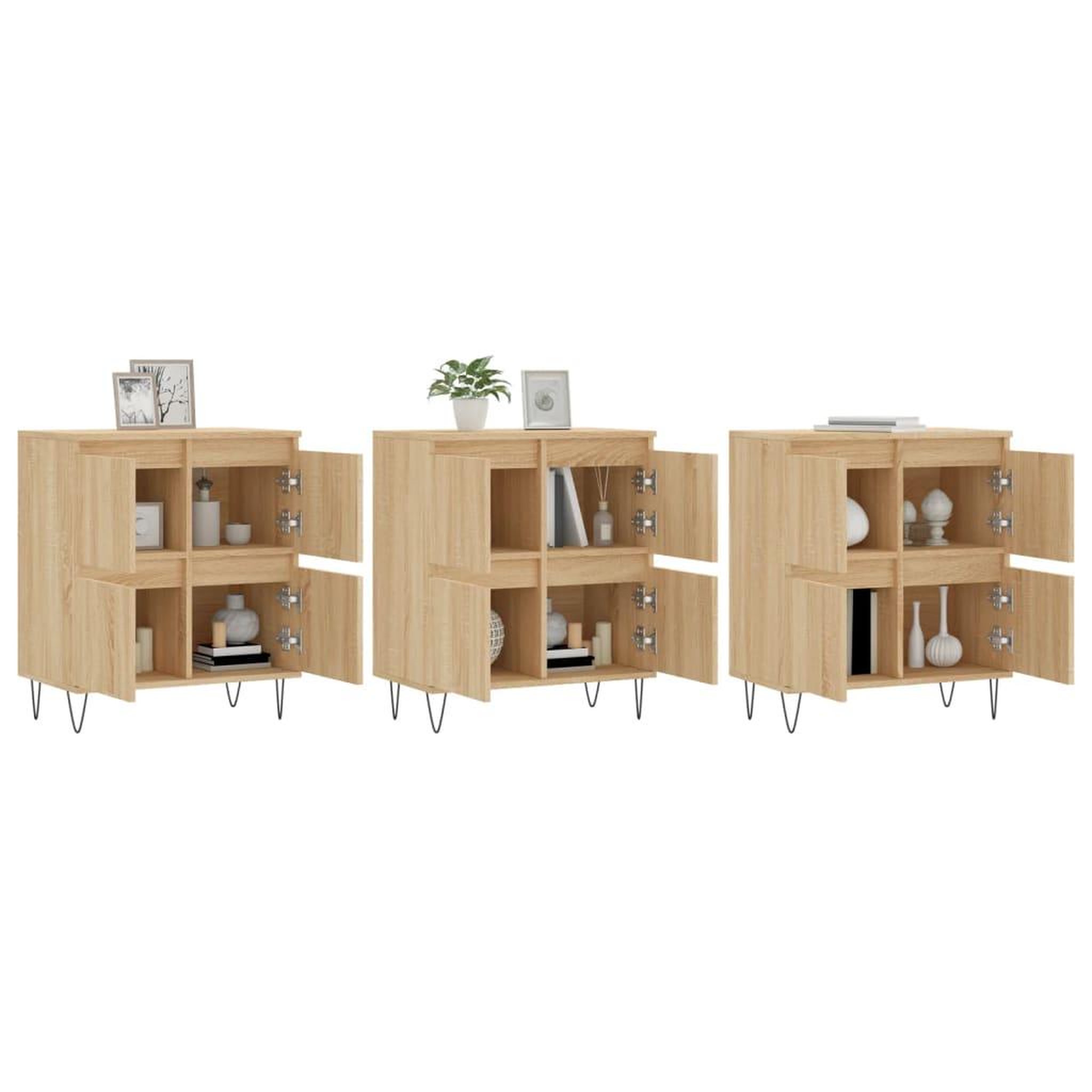 Voir la diapositive 3 : VIDAXL Buffets 3 pcs Chene sonoma Bois d'ingenierie