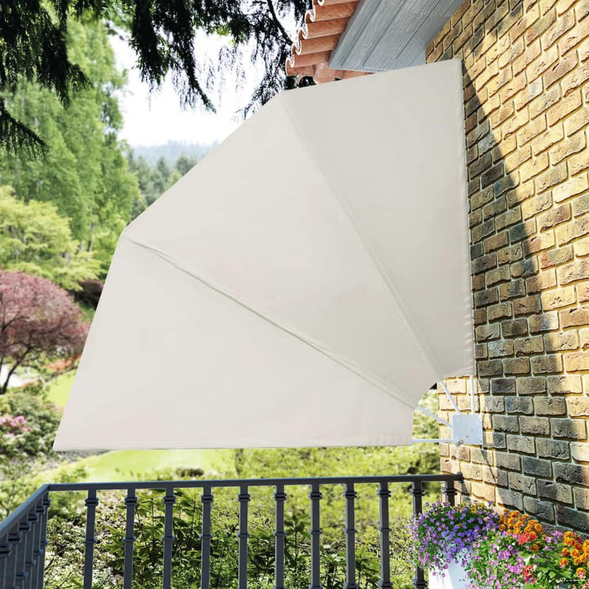 VIDAXL Auvent lateral pliable de balcon Creme 210 x 210 cm