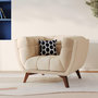 Voir la diapositive 2 : Rendez vous déco Fauteuil en velours beige capitonné-Mona