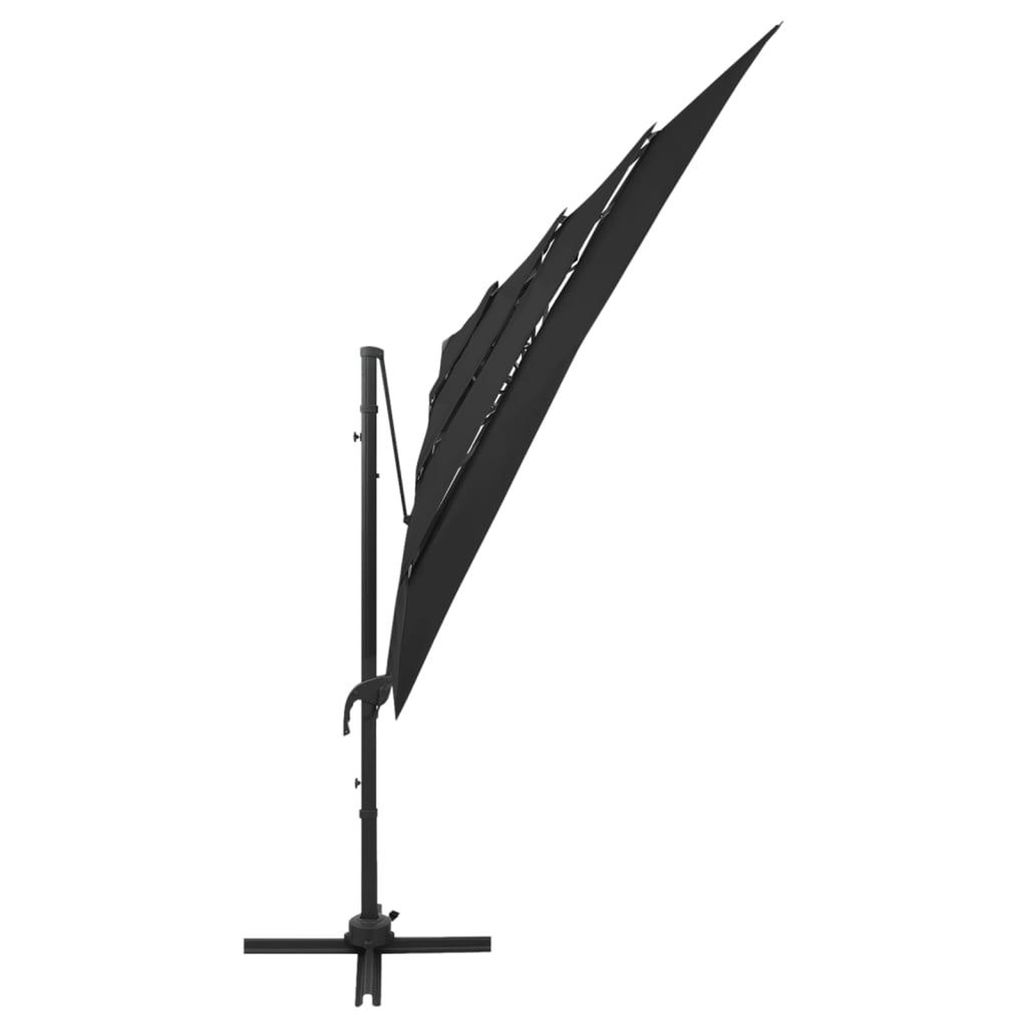 Voir la diapositive 4 : VIDAXL Parasol de jardin a 4 niveaux avec mat en aluminium noir
