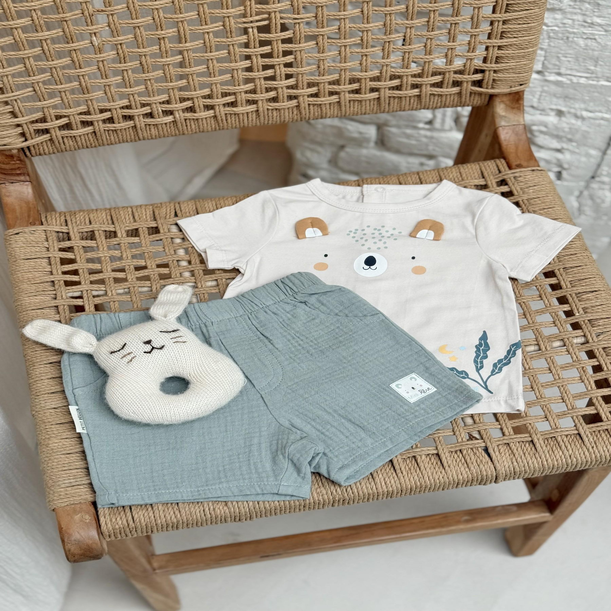 Voir la diapositive 6 : Petit BÃ©guin Ensemble bébé t-shirt et short en gaze de coton mini rêve
