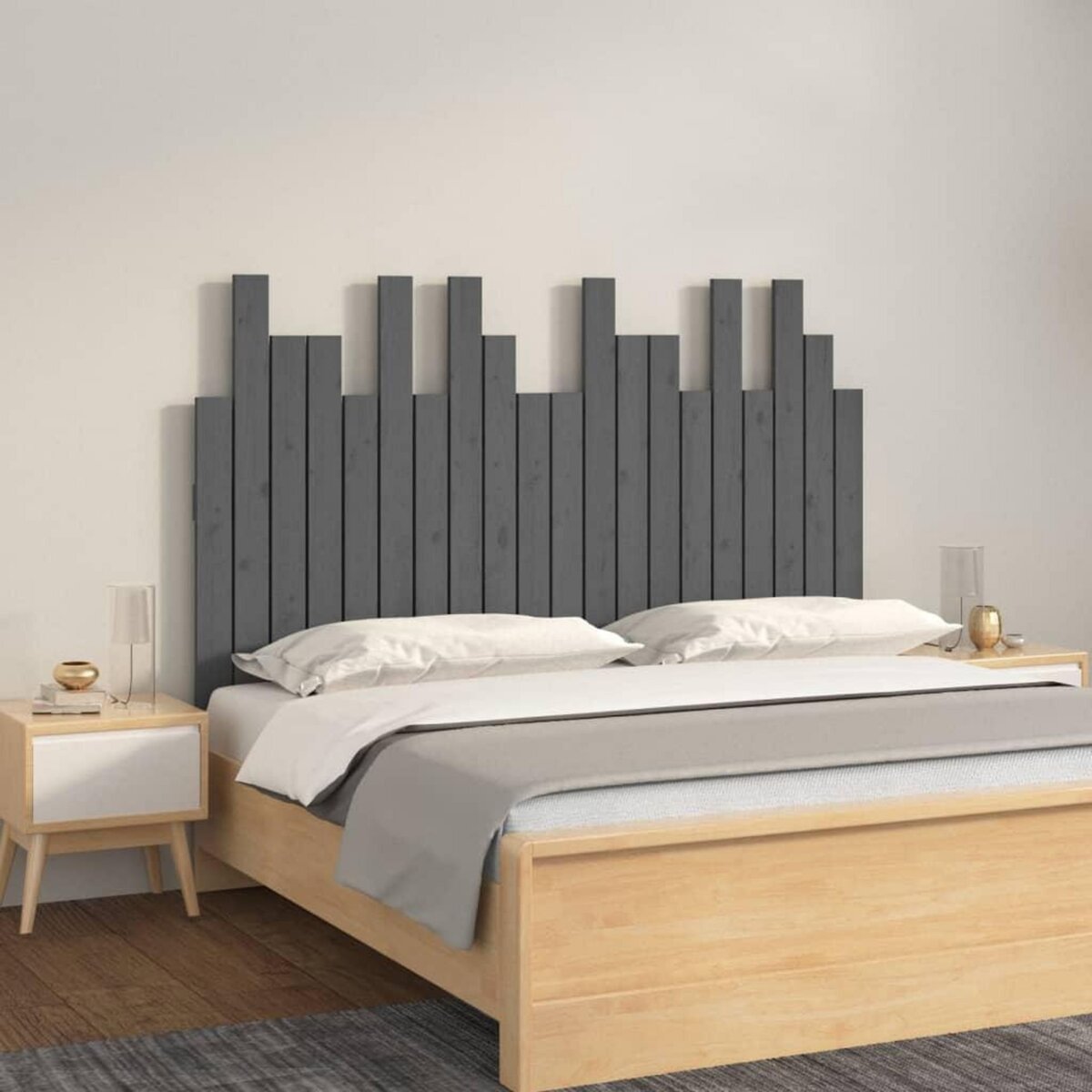 VIDAXL Tete de lit murale Gris 127,5x3x80 cm Bois massif de pin