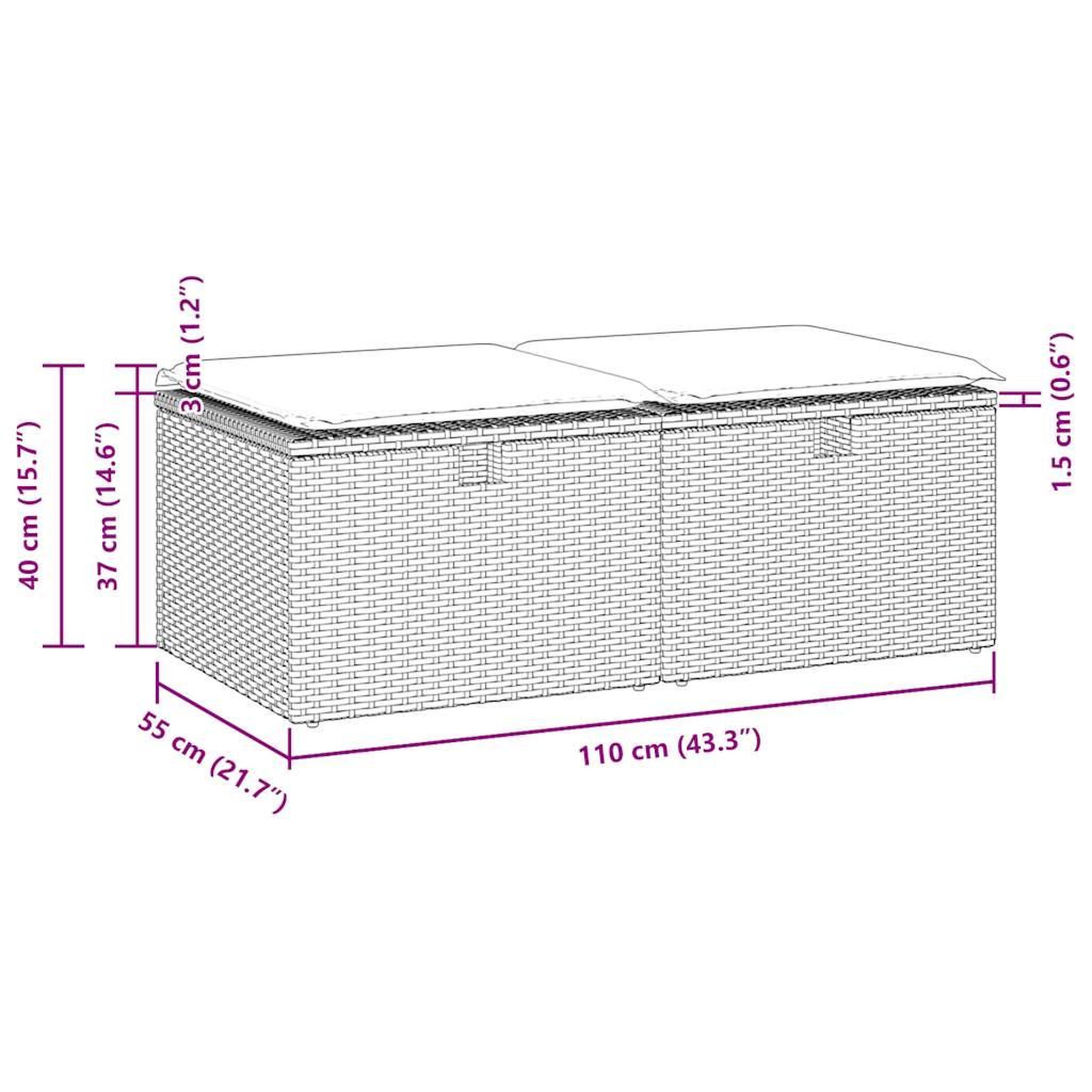 Voir la diapositive 6 : VIDAXL Salon de jardin avec coussins 2 pcs beige resine tressee acacia