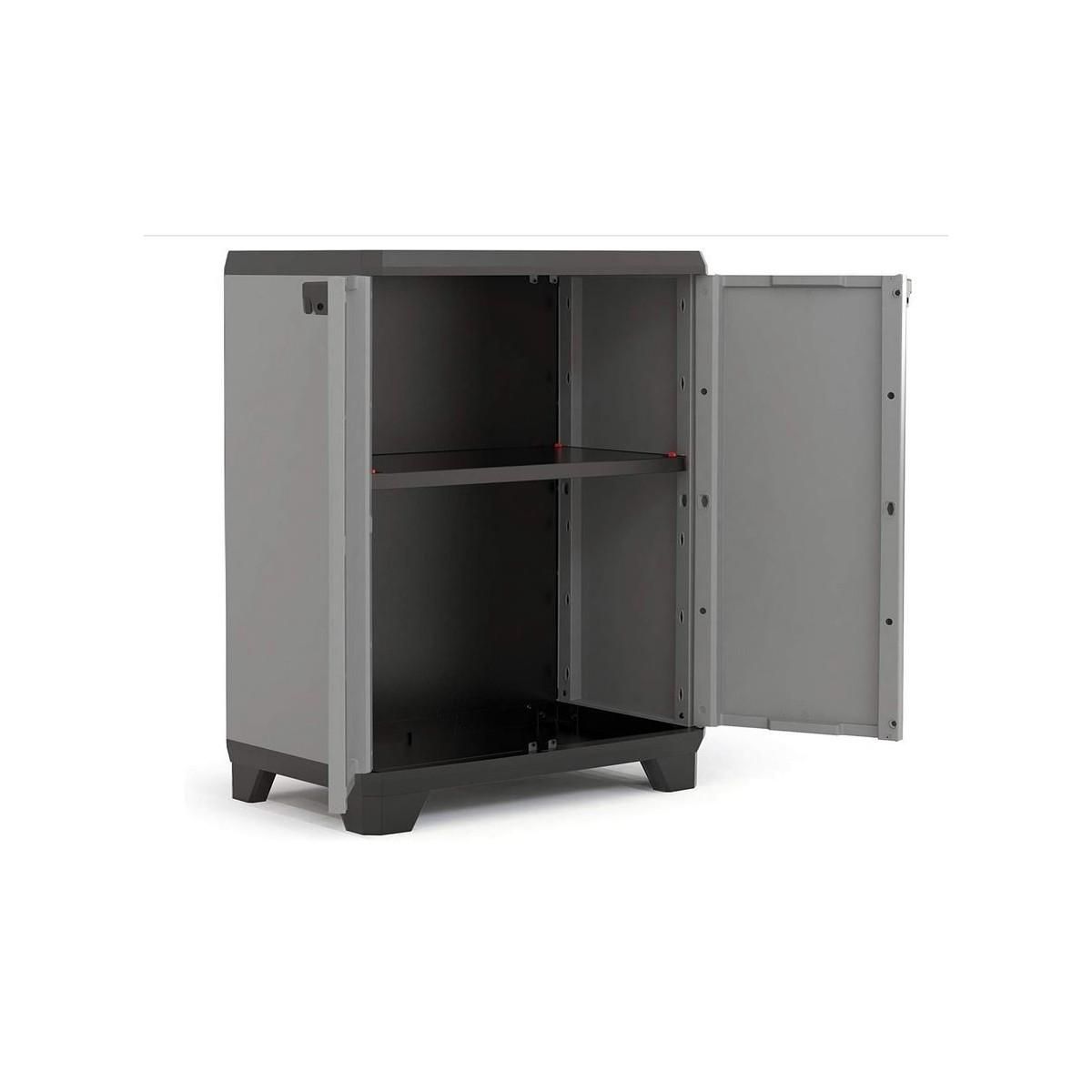 Keter Armoire basse de Rangement Multifonctions Résine Étagères et Pieds 39 x 68 x 90 cm KETER