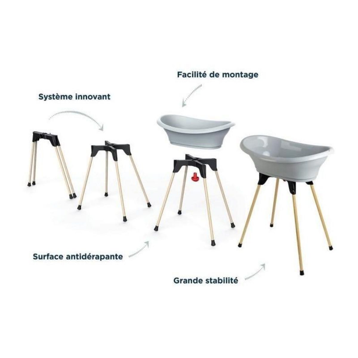 THERMOBABY Pack bain - THERMOBABY - VASCO 9 en 1 - Gris Charme