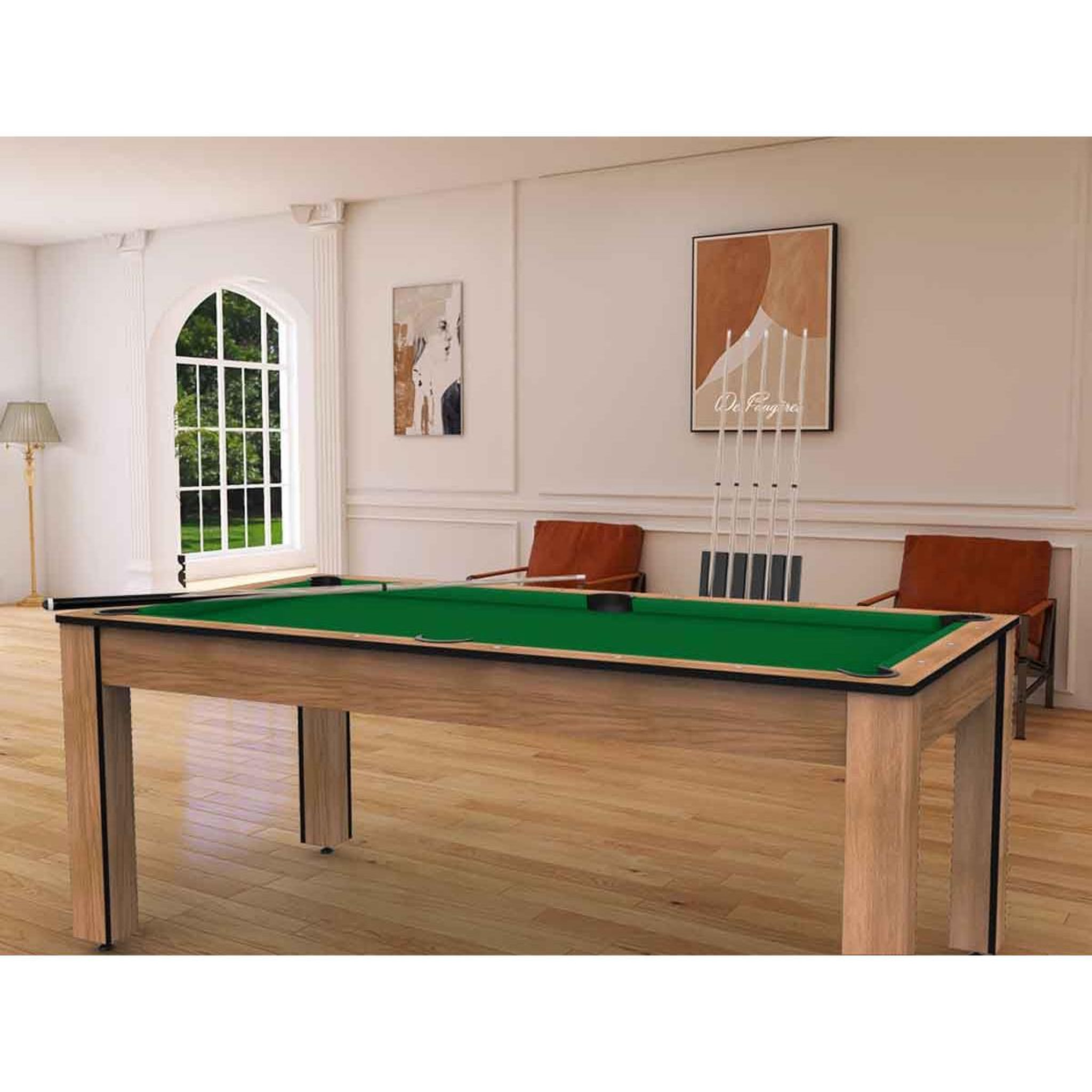 Voir la diapositive 2 : DE FAUGERES Table de Billard Convertible  Oregon  213cm Hêtre & Vert