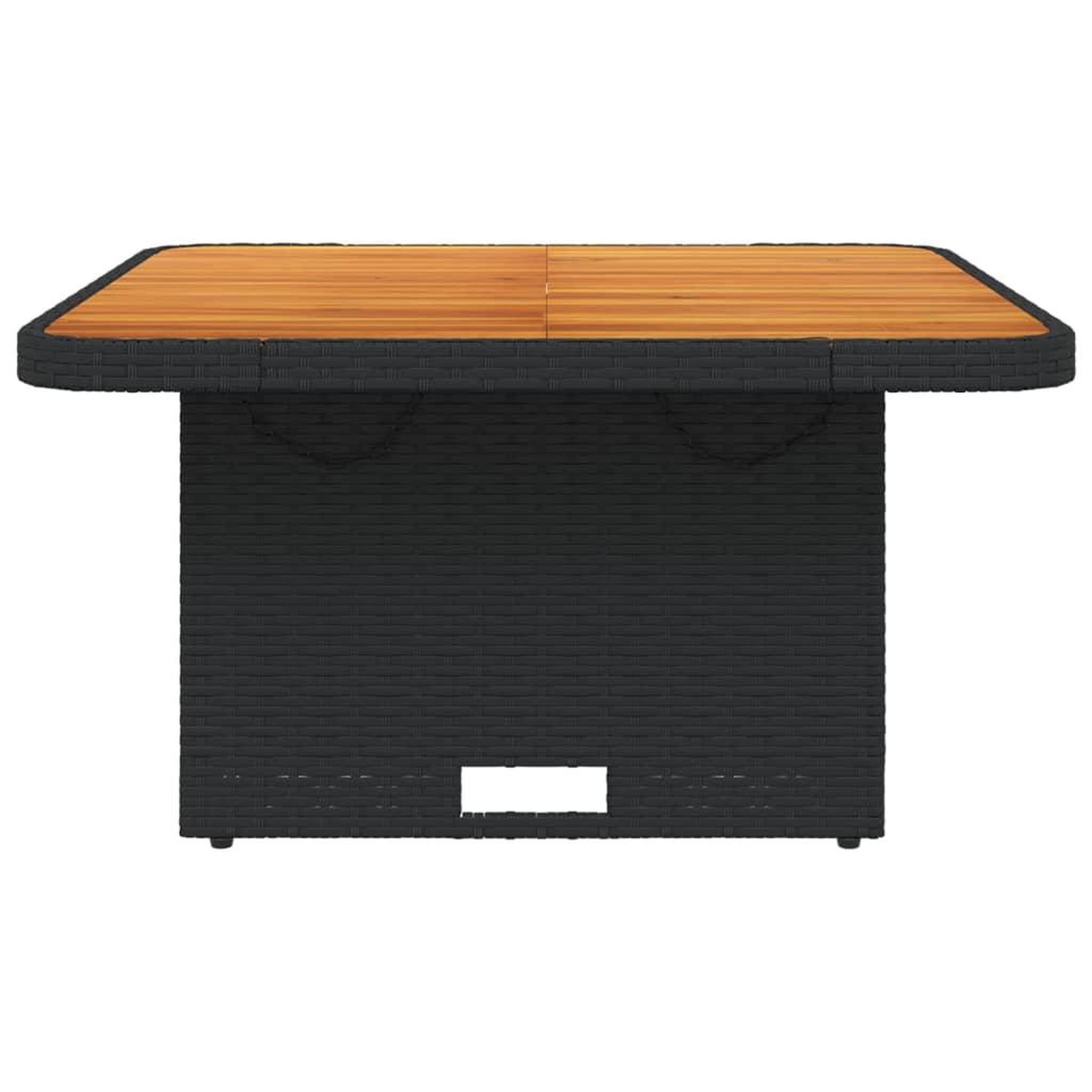 Voir la diapositive 5 : VIDAXL Table de jardin noir 80x80x71 cm resine tressee et bois acacia