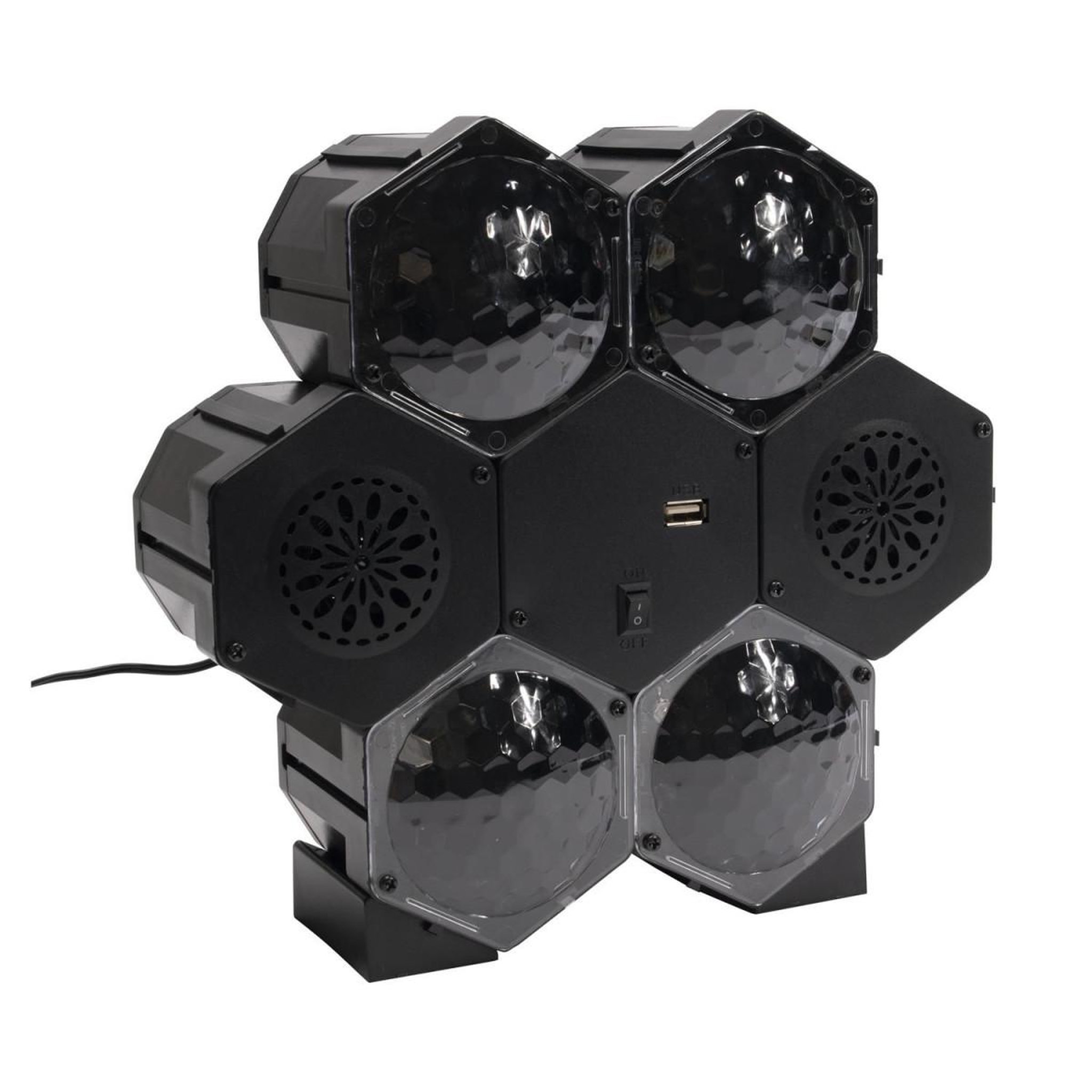 Voir la diapositive 2 : PARTY TIME Enceinte sans fil & projecteur  disco  25cm noir