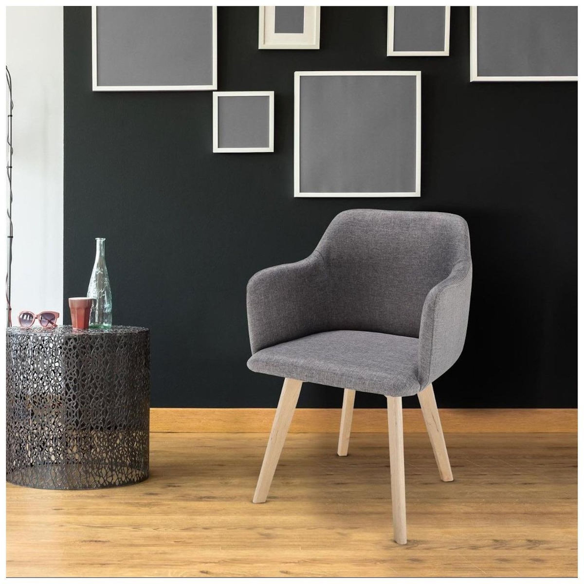 Paris Prix Chaise Scandinave en Tissu  Sweet Color  76cm Gris