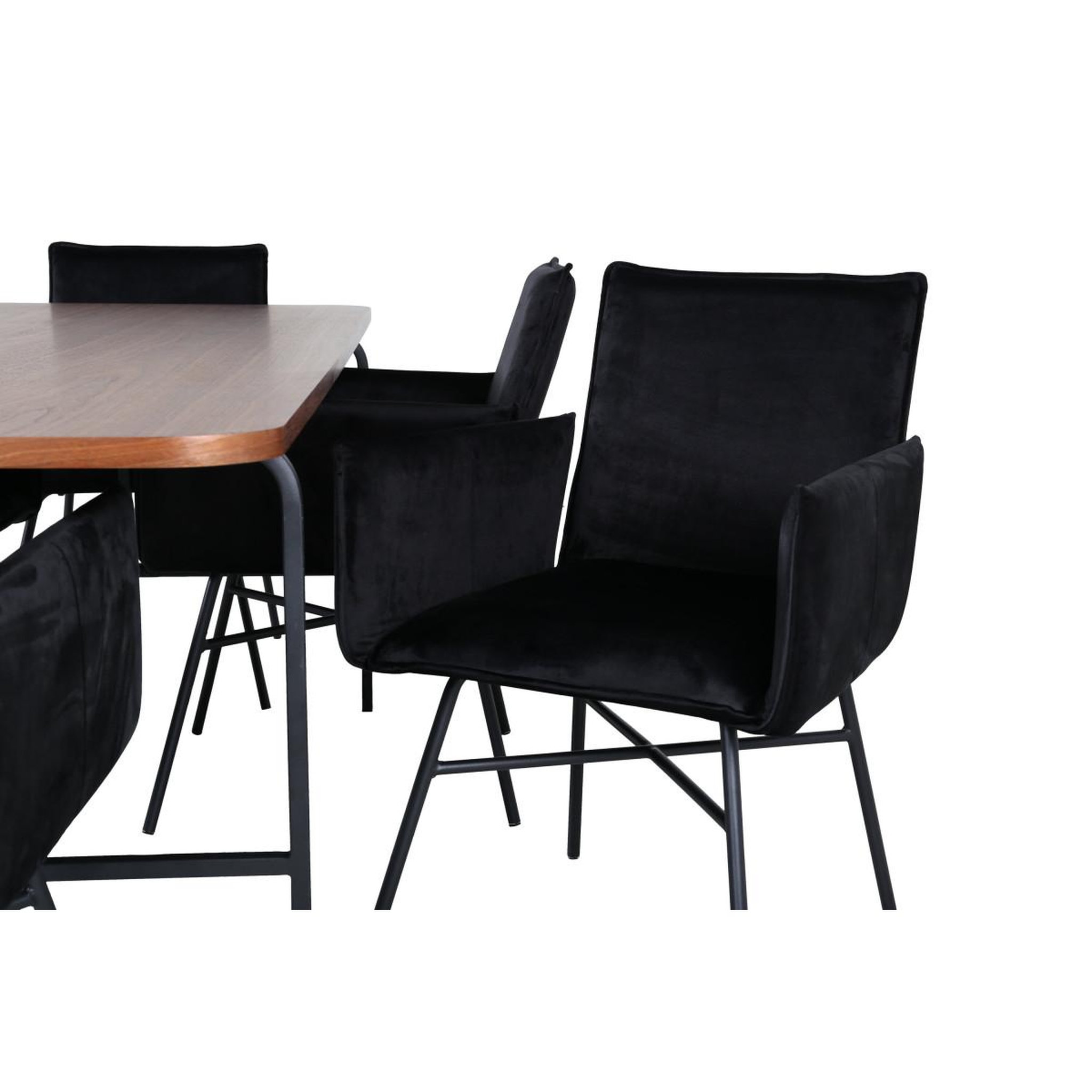 Voir la diapositive 4 : Paris Prix Ensemble table à manger & 6 chaises  uno & petra  200cm noir & marron