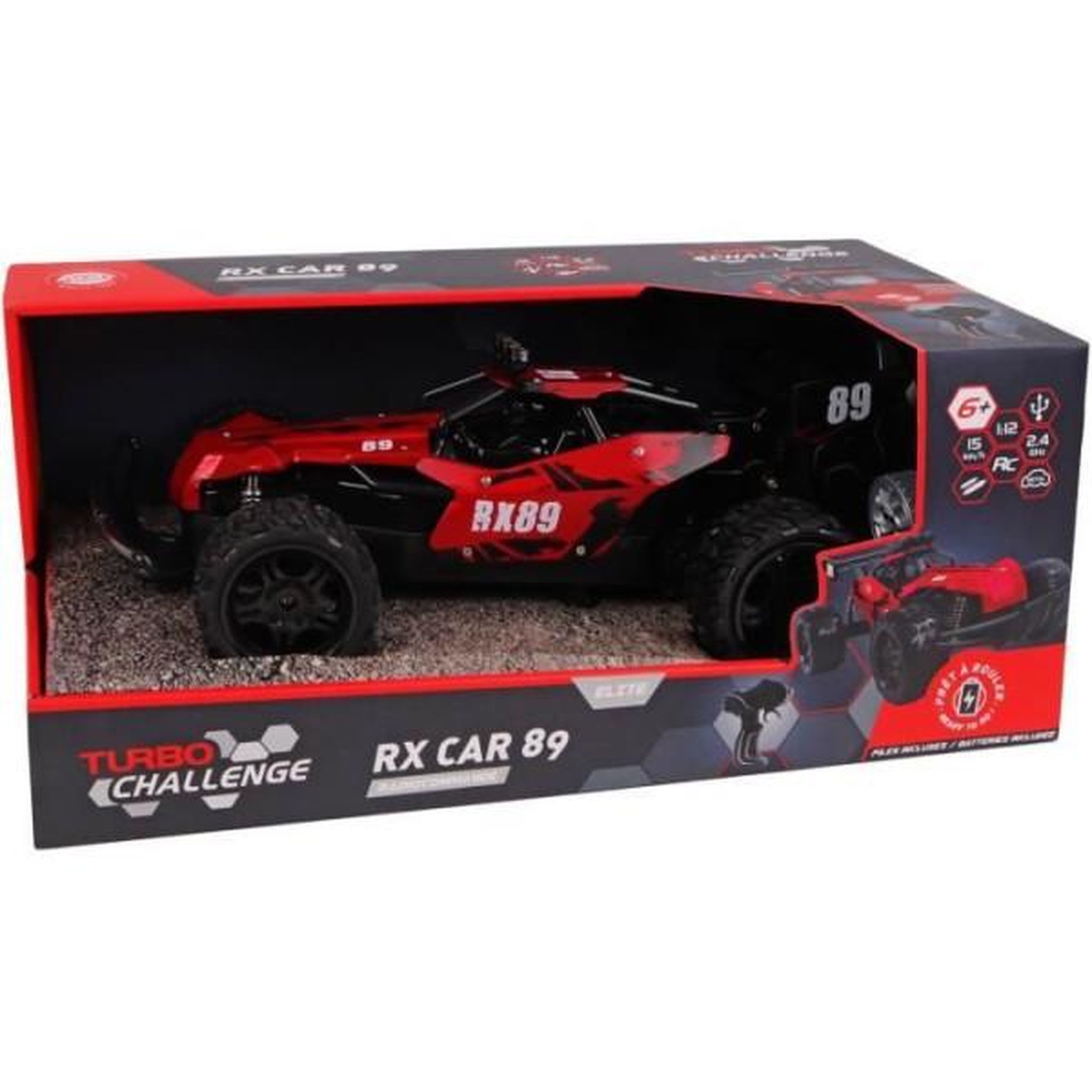 Voir la diapositive 2 : TURBO CHALLENGE Voiture télécommandée Turbo Challenge BTE Race Car Rouge et Noir