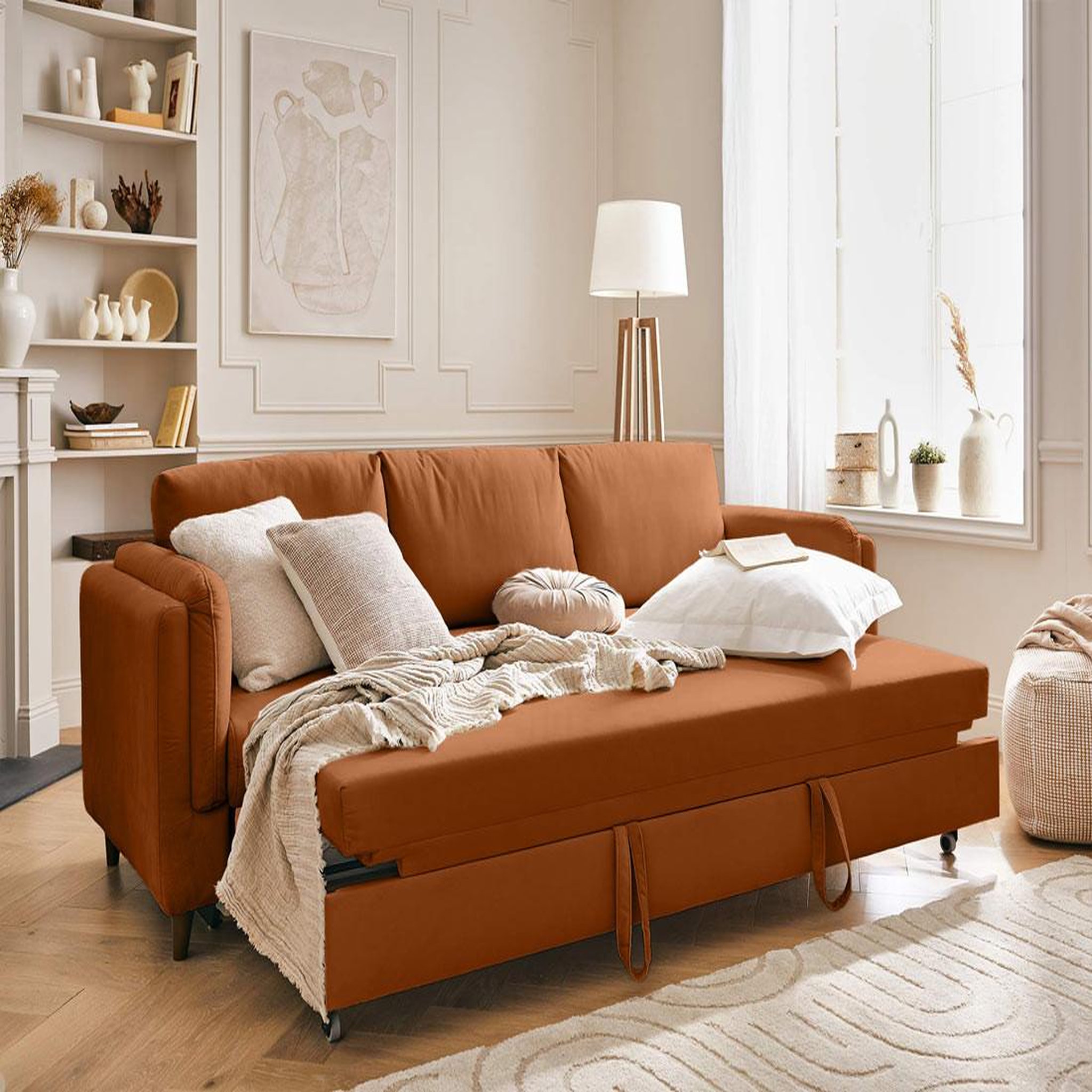 Voir la diapositive 2 : BEST MOBILIER Brooke - canapé 3 places - convertible - en velours
