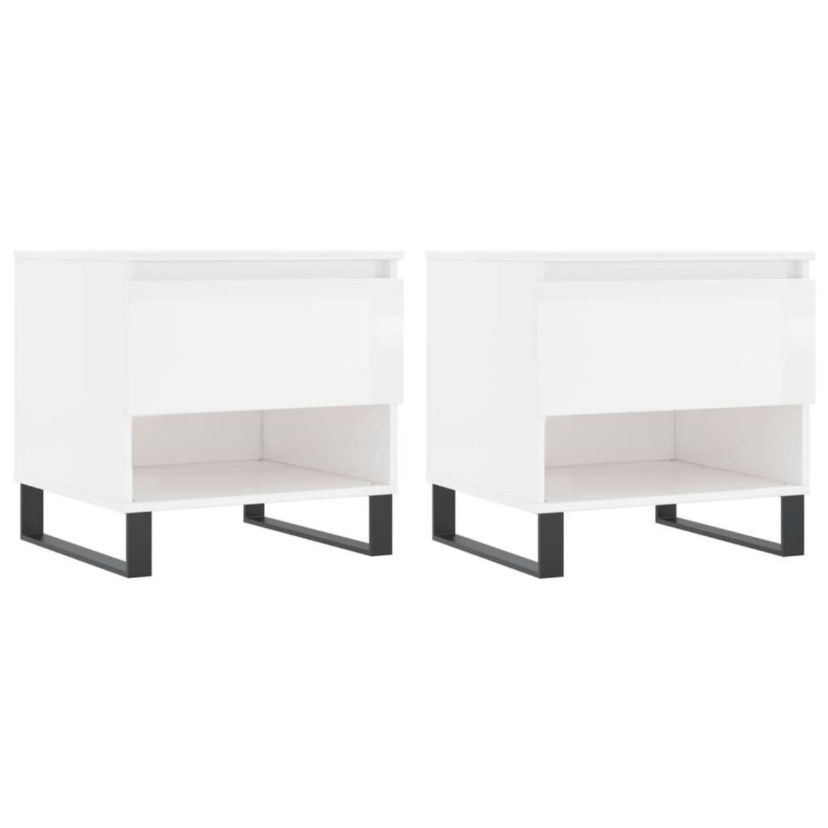 VIDAXL Tables basses 2 pcs blanc brillant 50x46x50cm bois d'ingenierie