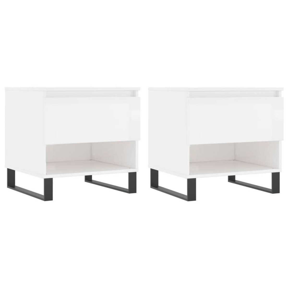 VIDAXL Tables basses 2 pcs blanc brillant 50x46x50cm bois d'ingenierie