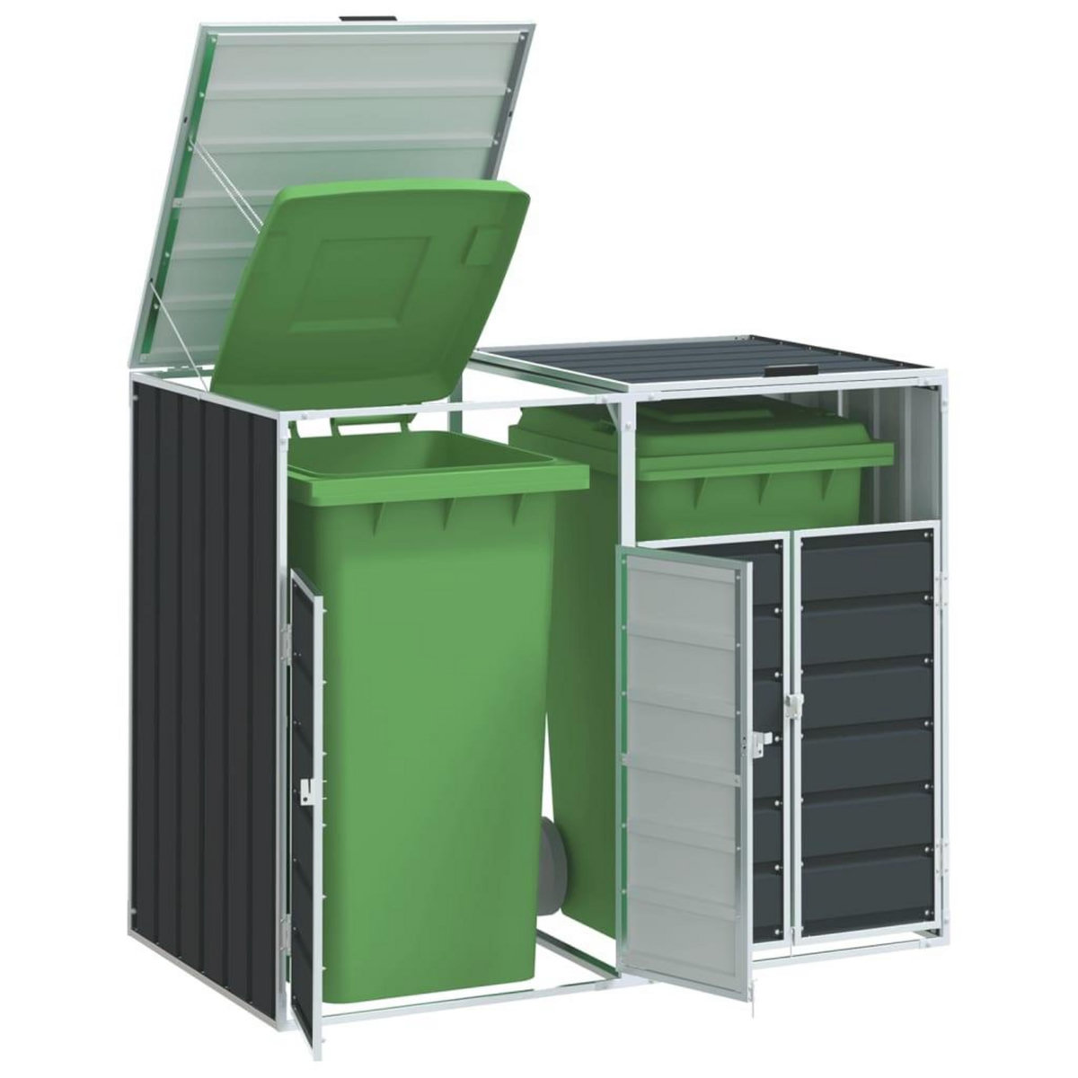 VIDAXL Rangement a roulettes pour poubelles pour deux bacs acier