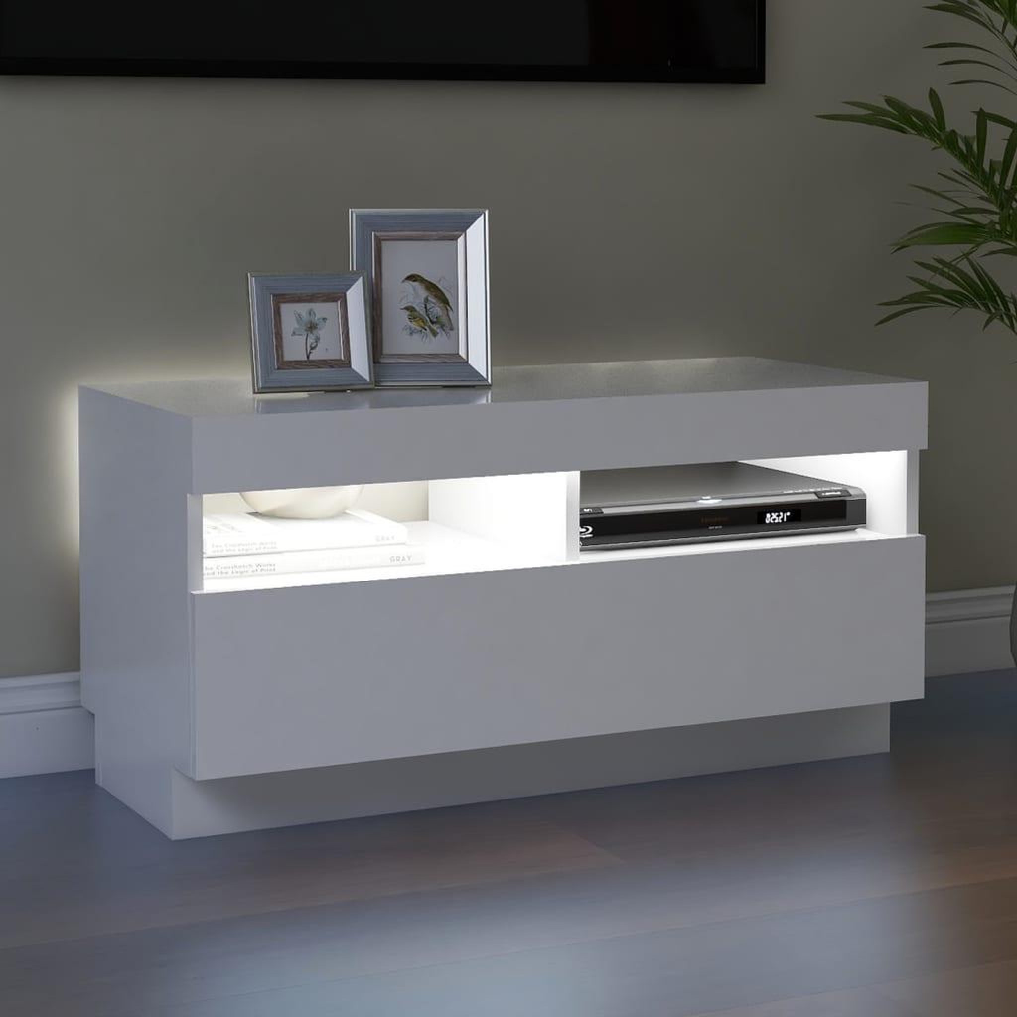 Voir la diapositive 5 : VIDAXL Meuble TV avec lumieres LED blanc 80x35x40 cm