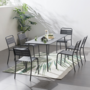 Voir la diapositive 3 : CONCEPT USINE Ensemble table et chaises 6 personnes gris foncé BERGAME