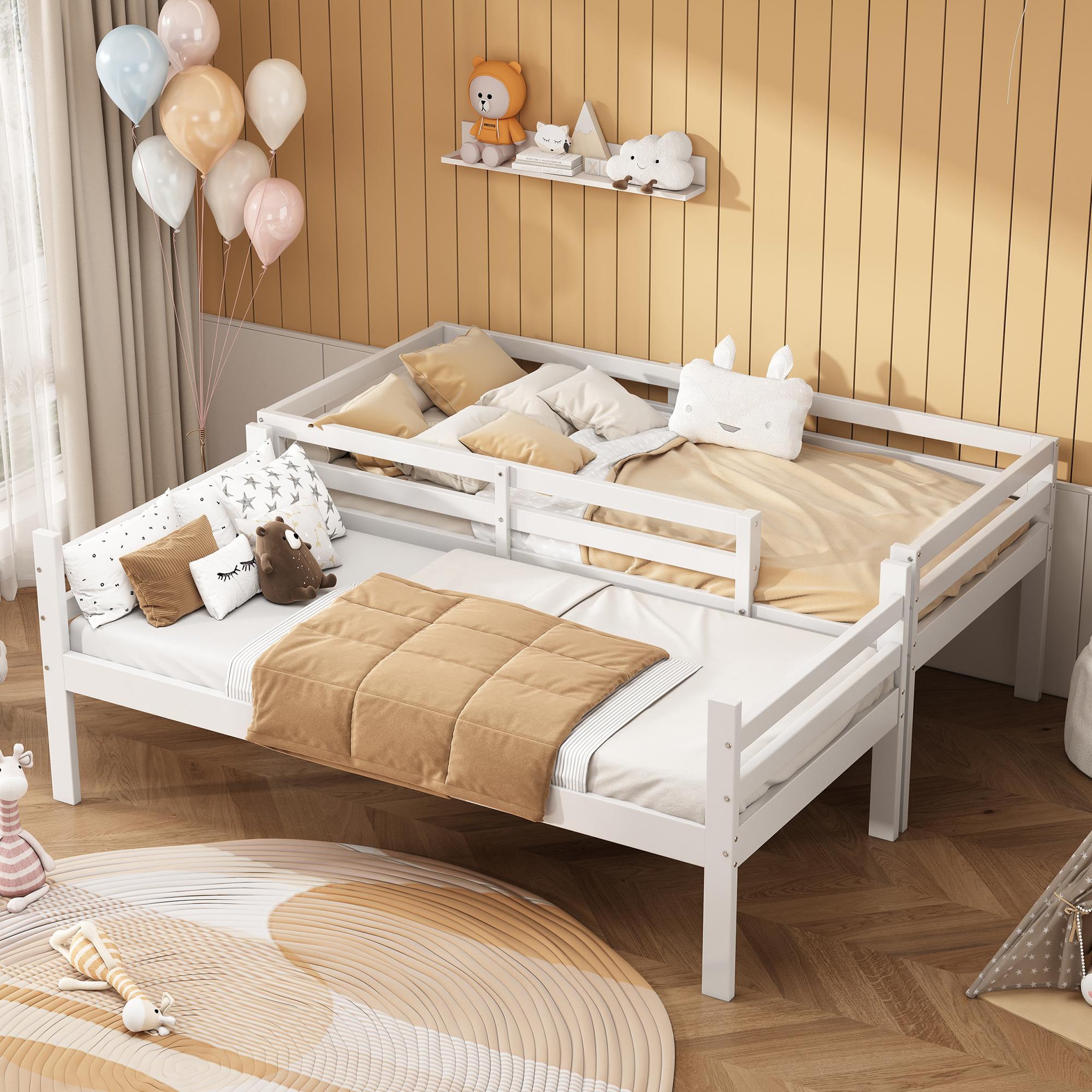 Voir la diapositive 5 : MERAX Lit superposé 90x200cm bois et mdf coloris blanc