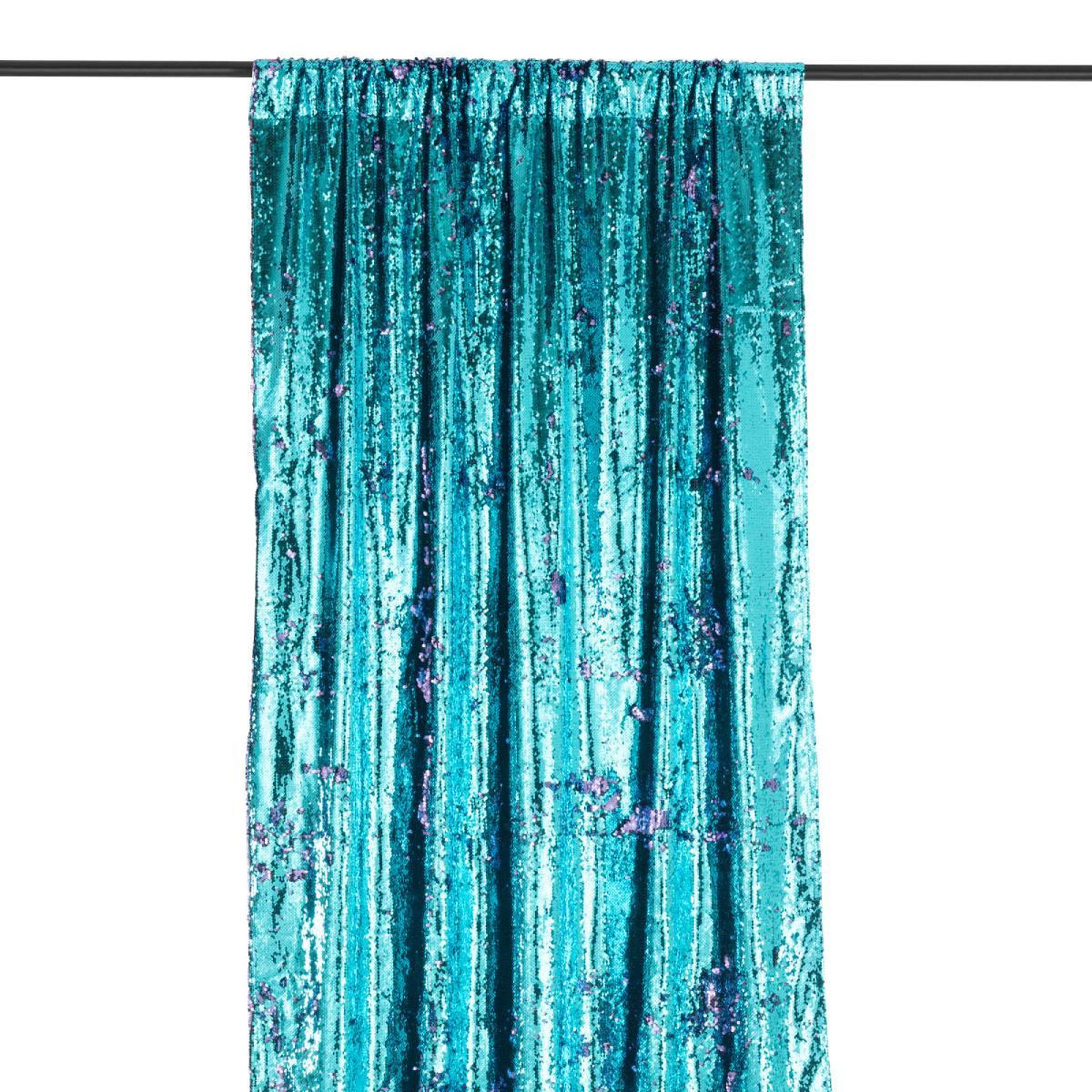 Voir la diapositive 2 : J-LINE Rideau à passants  sequin  125x250cm bleu & mauve