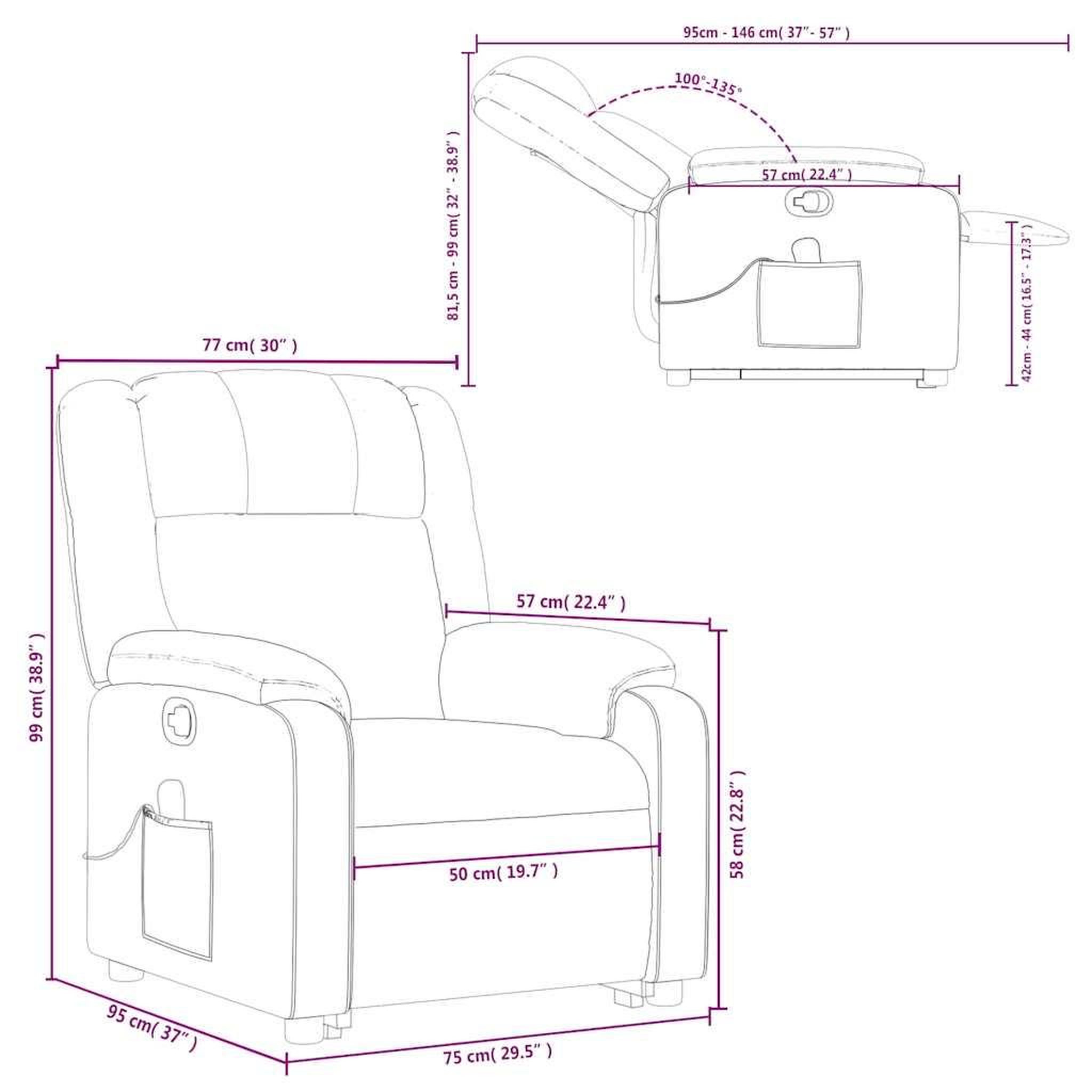 Voir la diapositive 6 : VIDAXL Fauteuil inclinable de massage Rouge bordeaux Similicuir