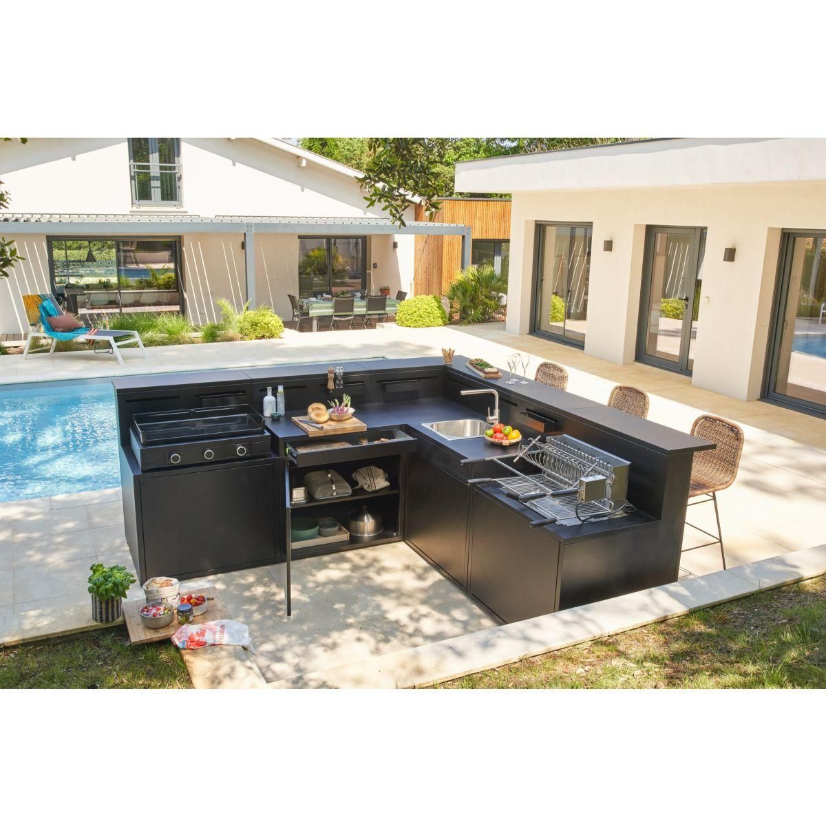 FORGE ADOUR Meuble de cuisine extérieure SDAF CBN desserte acier fermé Comptoir