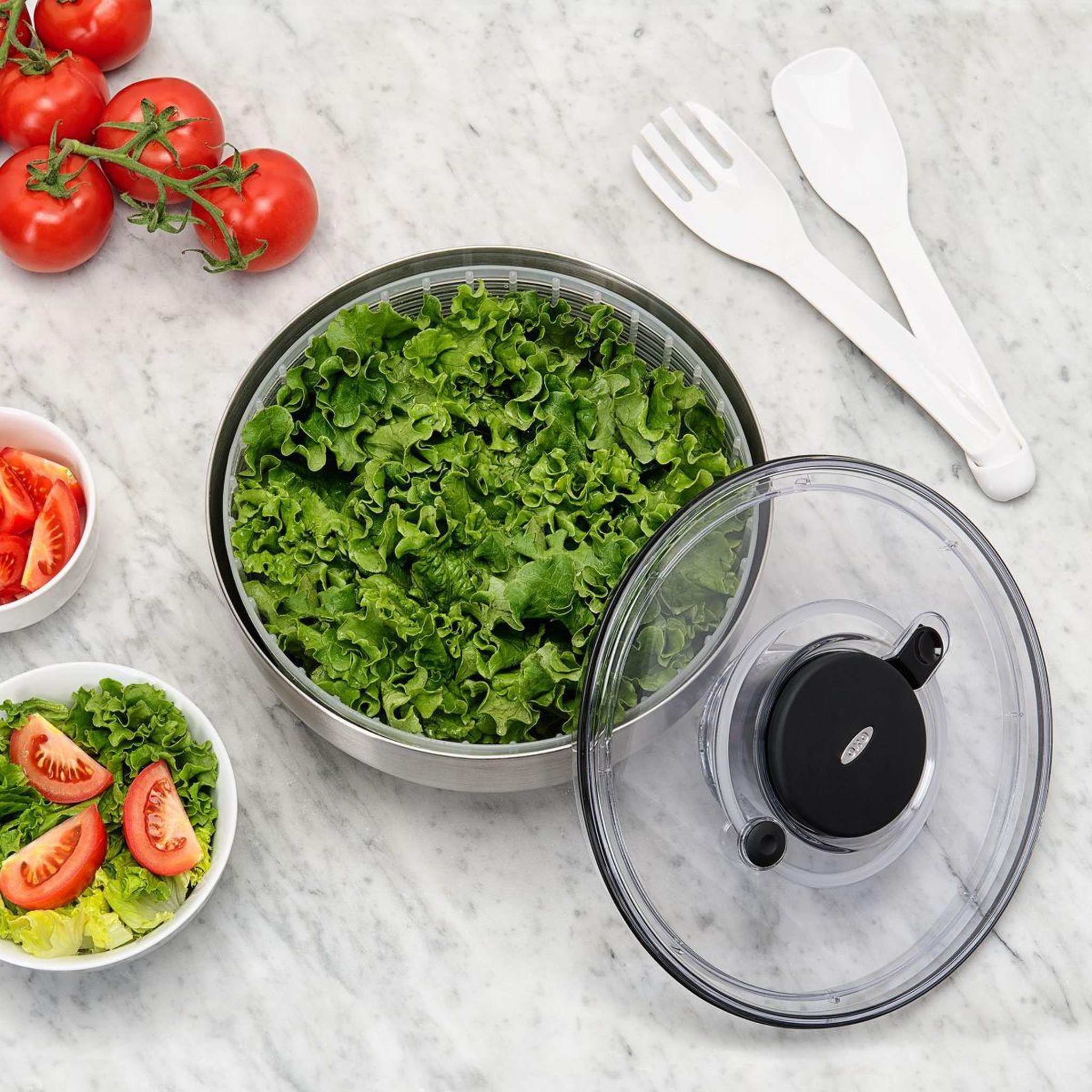 Voir la diapositive 4 : OXO Essoreuse à salade à salade inox 26 cm