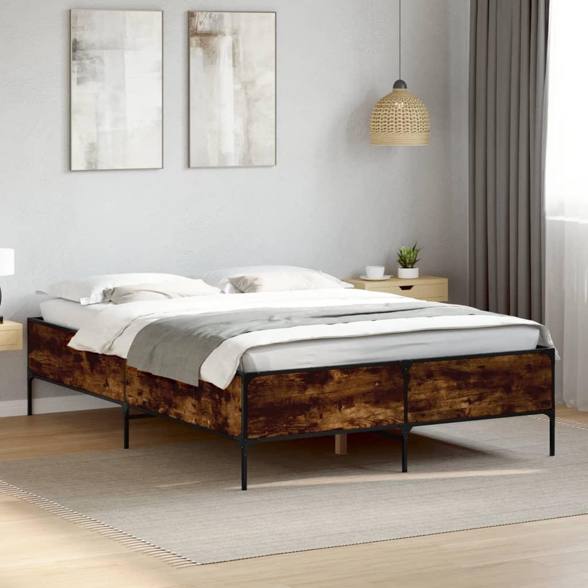 VIDAXL Cadre de lit sans matelas chene fume 140x200 cm