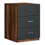 Voir la diapositive 1 : Paris Prix Table de Chevet 3 Tiroirs  Pearlie  61cm Marron & Anthracite