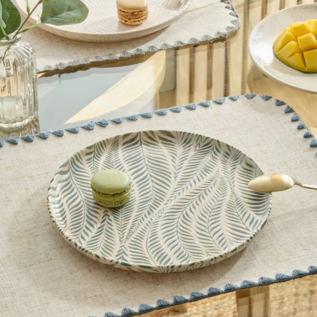 SECRET DE GOURMET Lot de 6 Assiettes à Dessert  Gina  22cm Vert