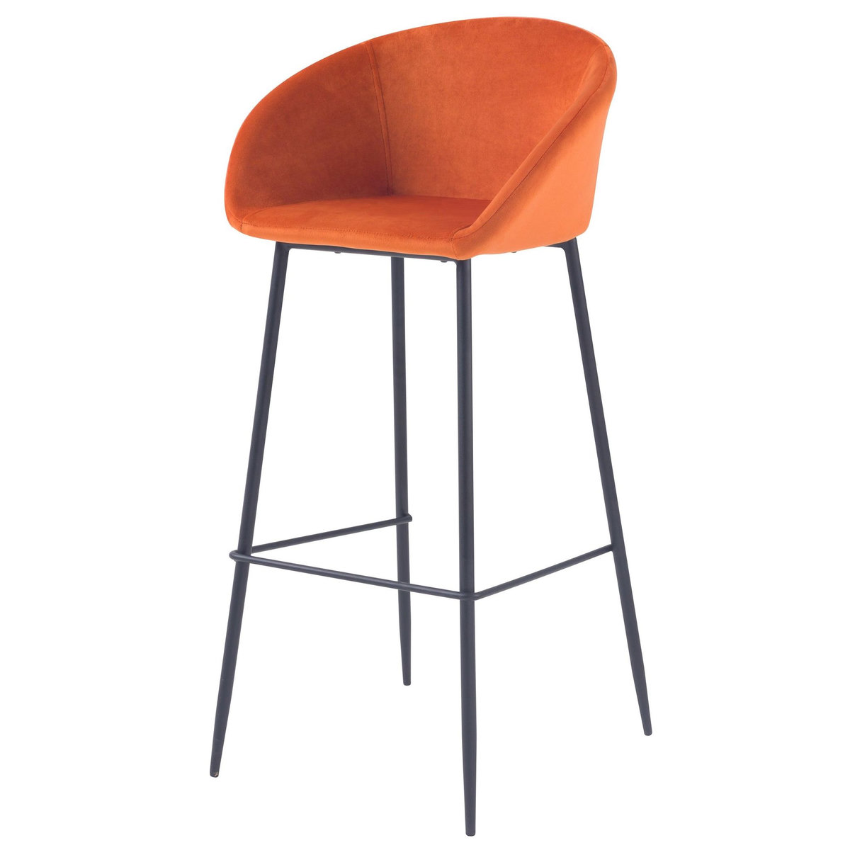 Rendez vous déco Lot de 2 chaises de bar 75 cm en velours orange - Marquise