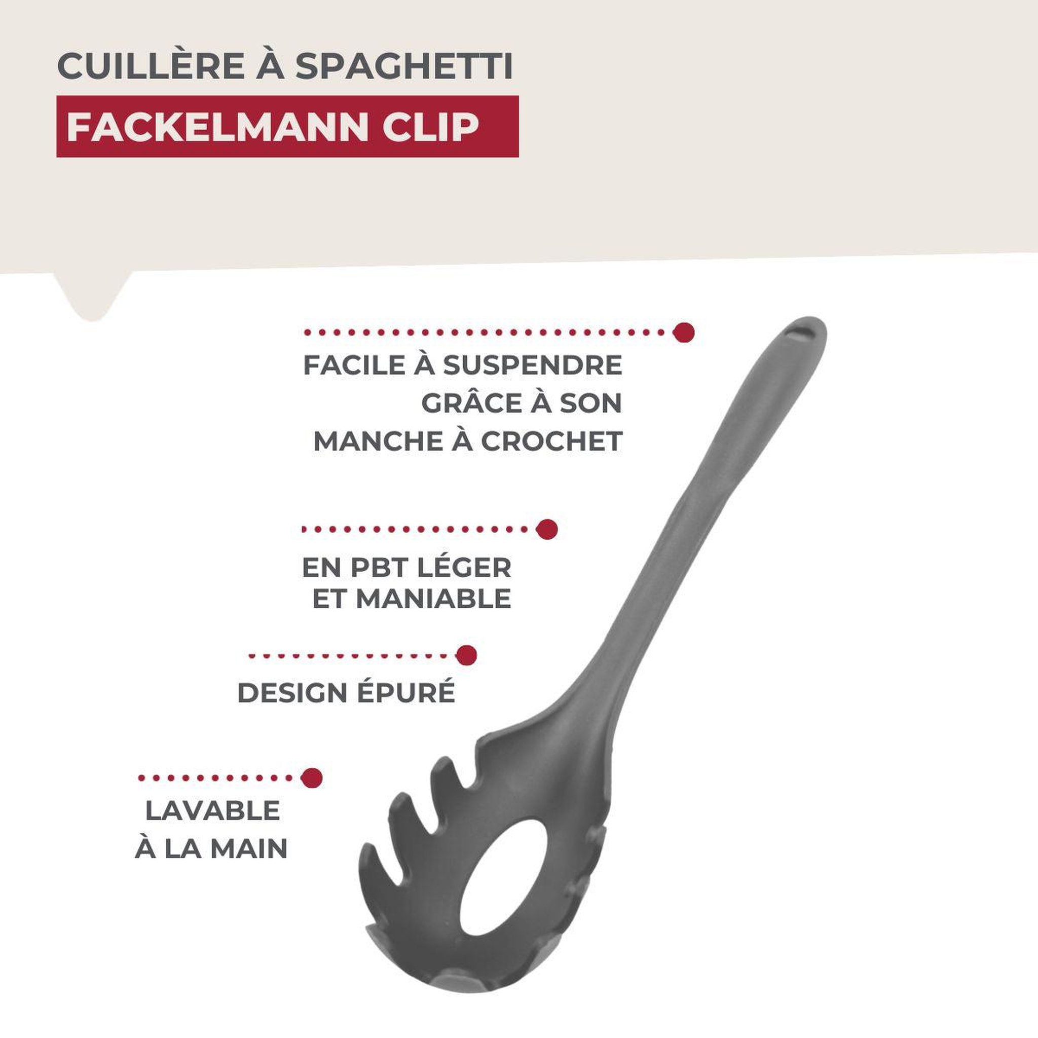 Voir la diapositive 6 : Fackelmann Cuillère à spaghettis 34 cm fackelmann clip