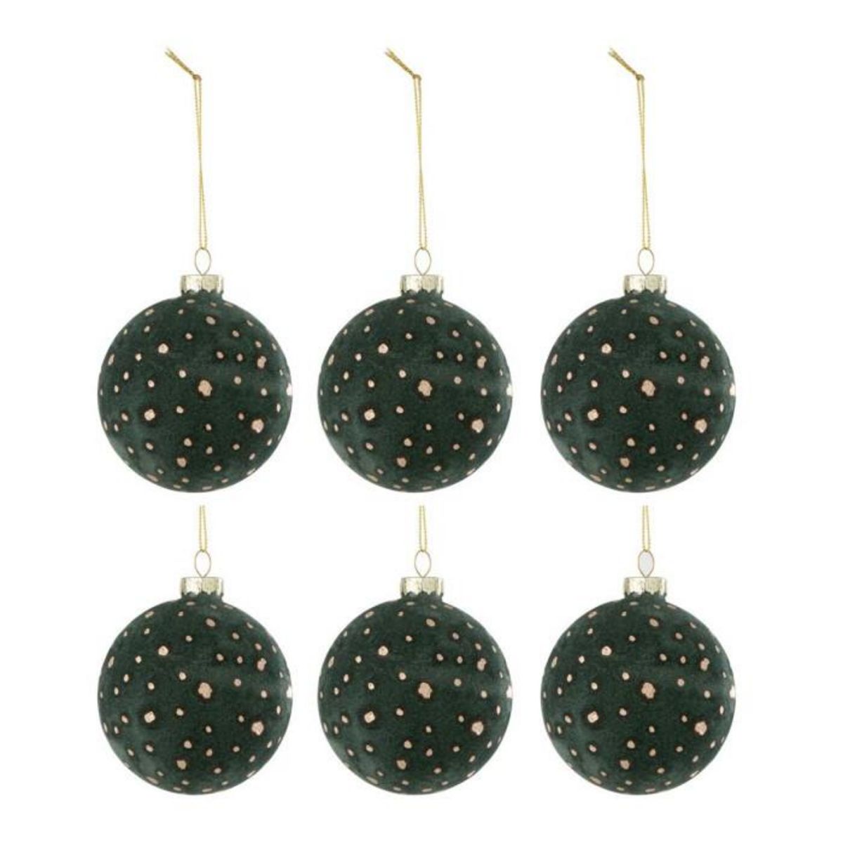Paris Prix Lot de 6 Boules de Noël Velours  Ely  8cm Vert