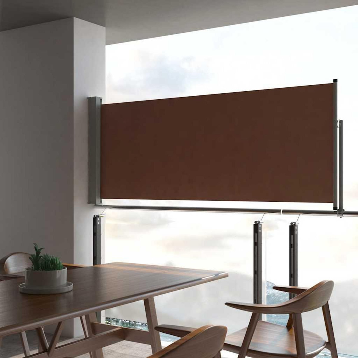 VIDAXL Auvent lateral retractable de patio 100x300 cm Marron