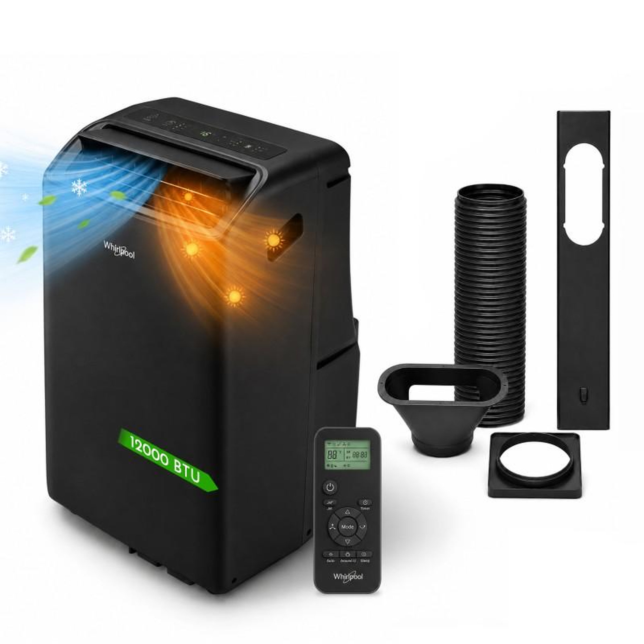 Whirlpool - climatiseur mobile réversible connecté - 12000 btu - wi-fi