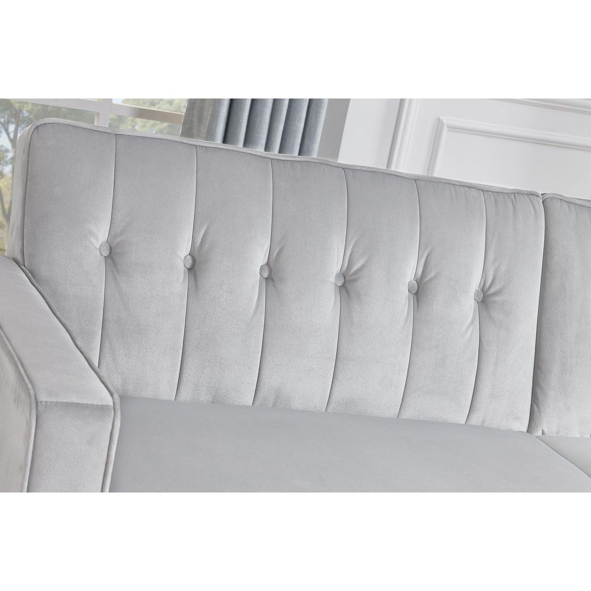 CONCEPT USINE Canapé design convertible 3 places en velours gris LIVERPOOL